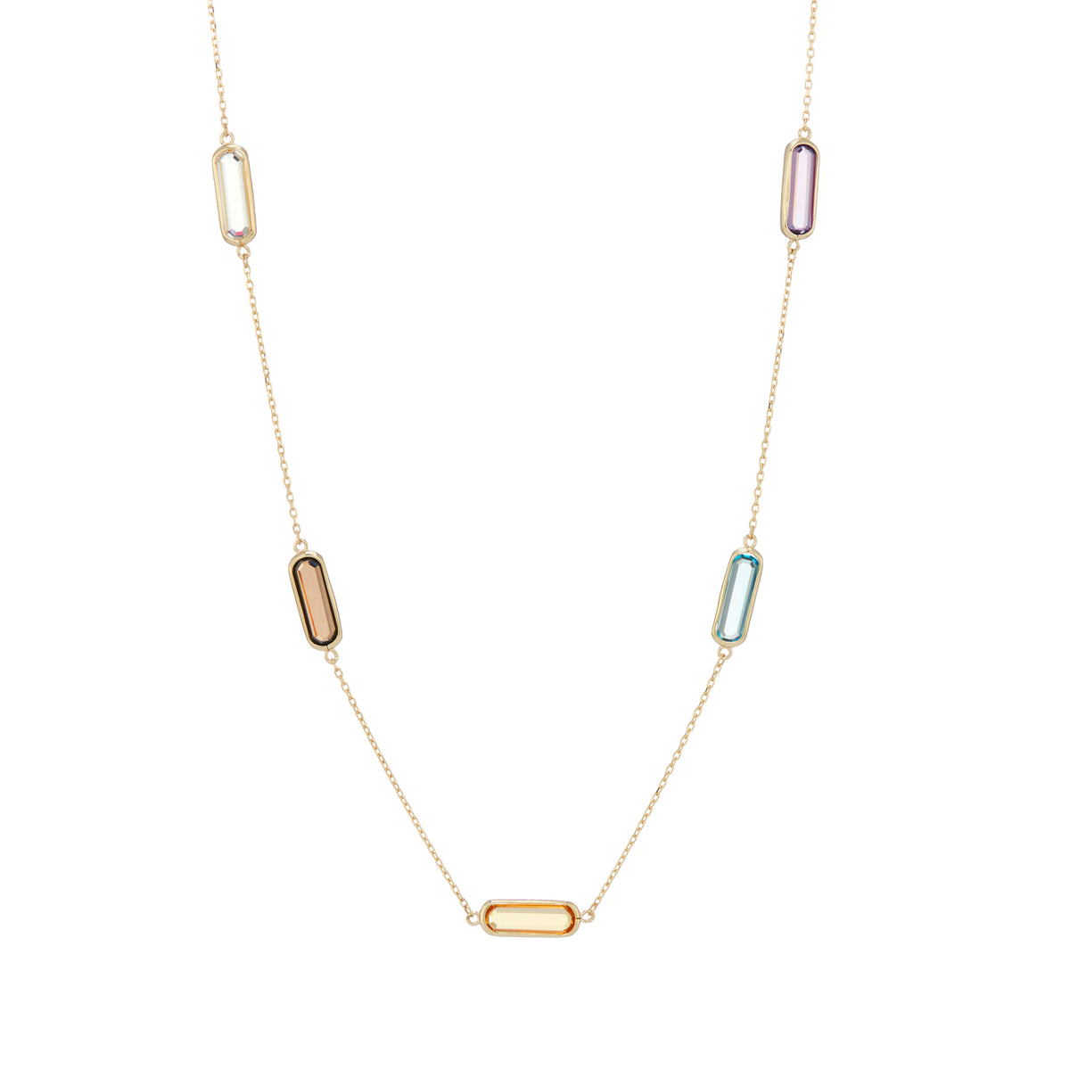 9ct gold 18&quot; multi gem necklace with 2&quot; adjuster