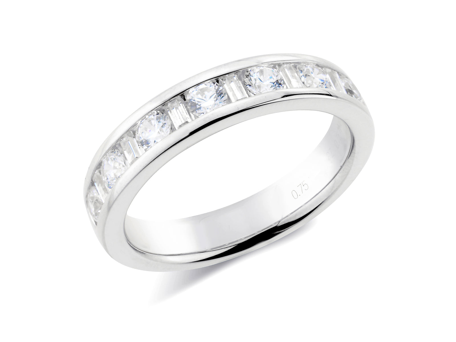 0.75ct channel set brilliant & baguette cut diamond band ring