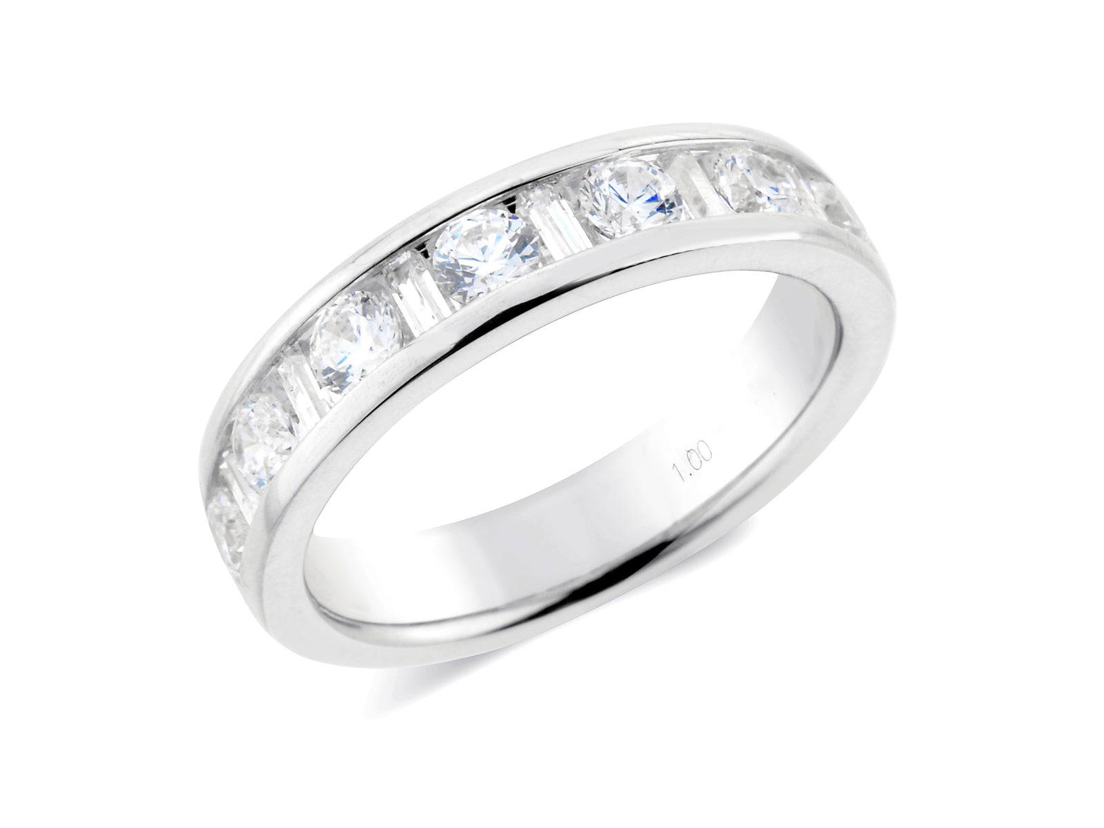 1.00ct channel set brilliant & baguette cut diamond band ring