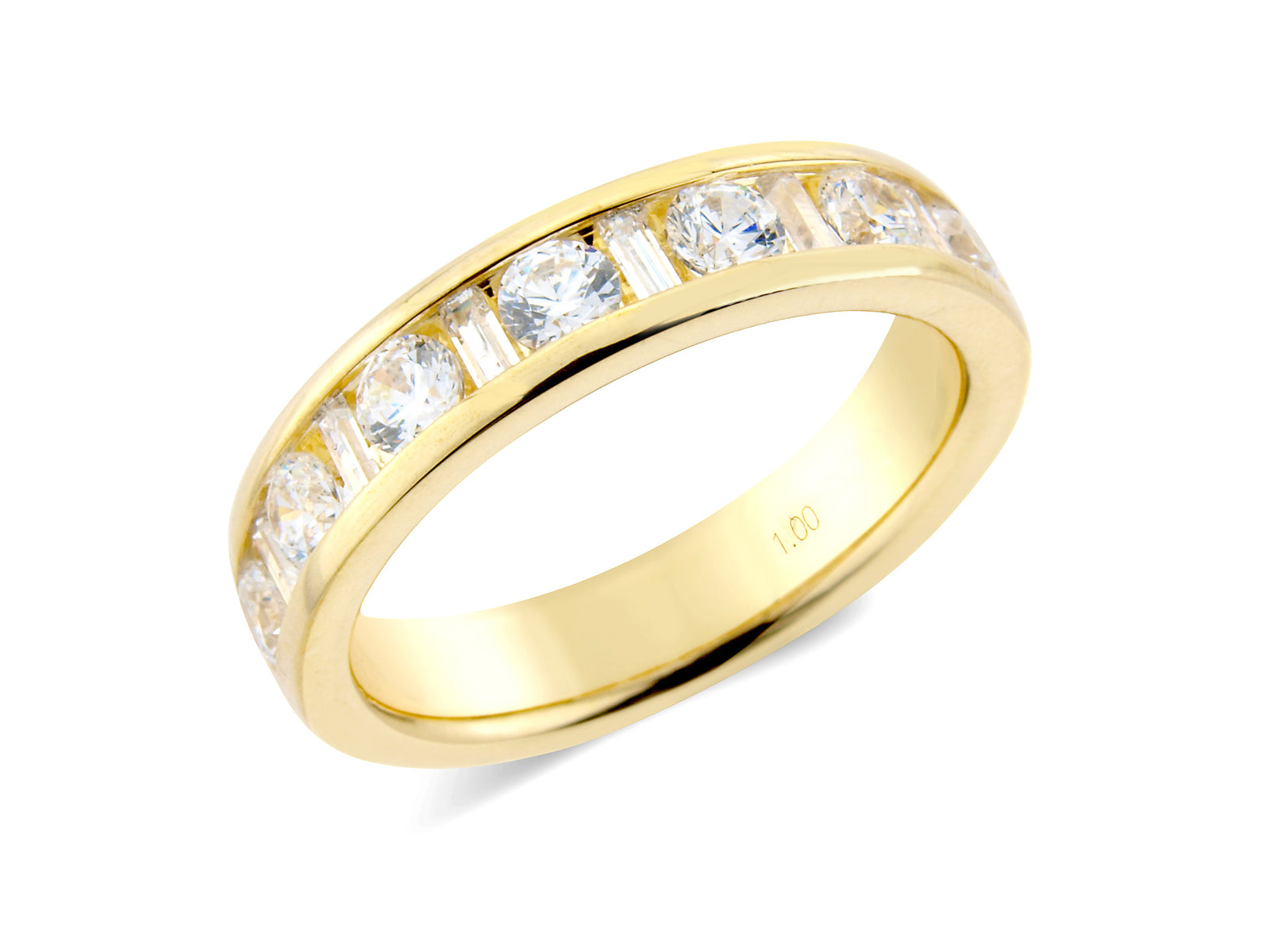 1.00ct channel set brilliant & baguette cut diamond band ring
