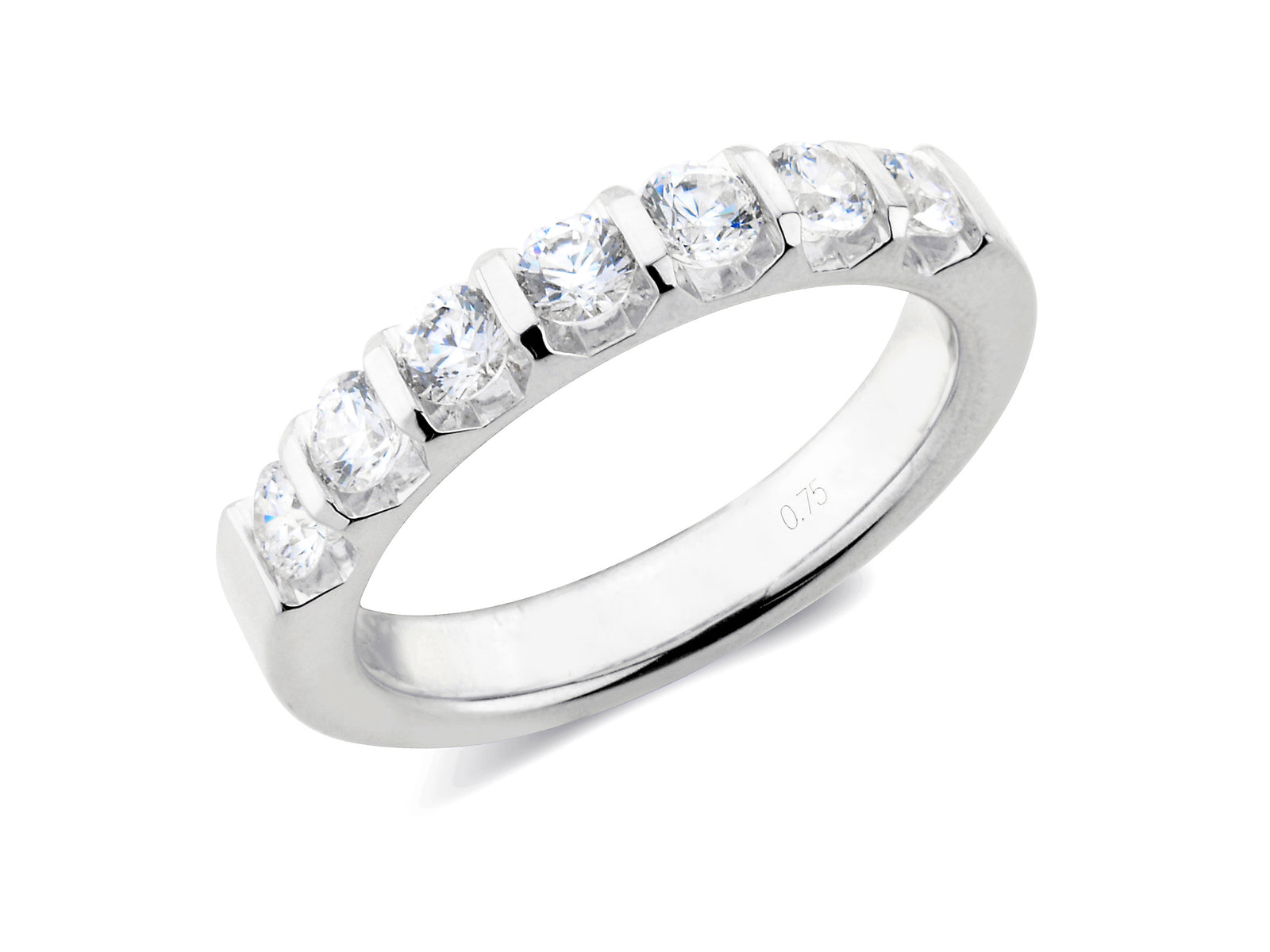 0.75ct bar set brilliant cut diamond band ring