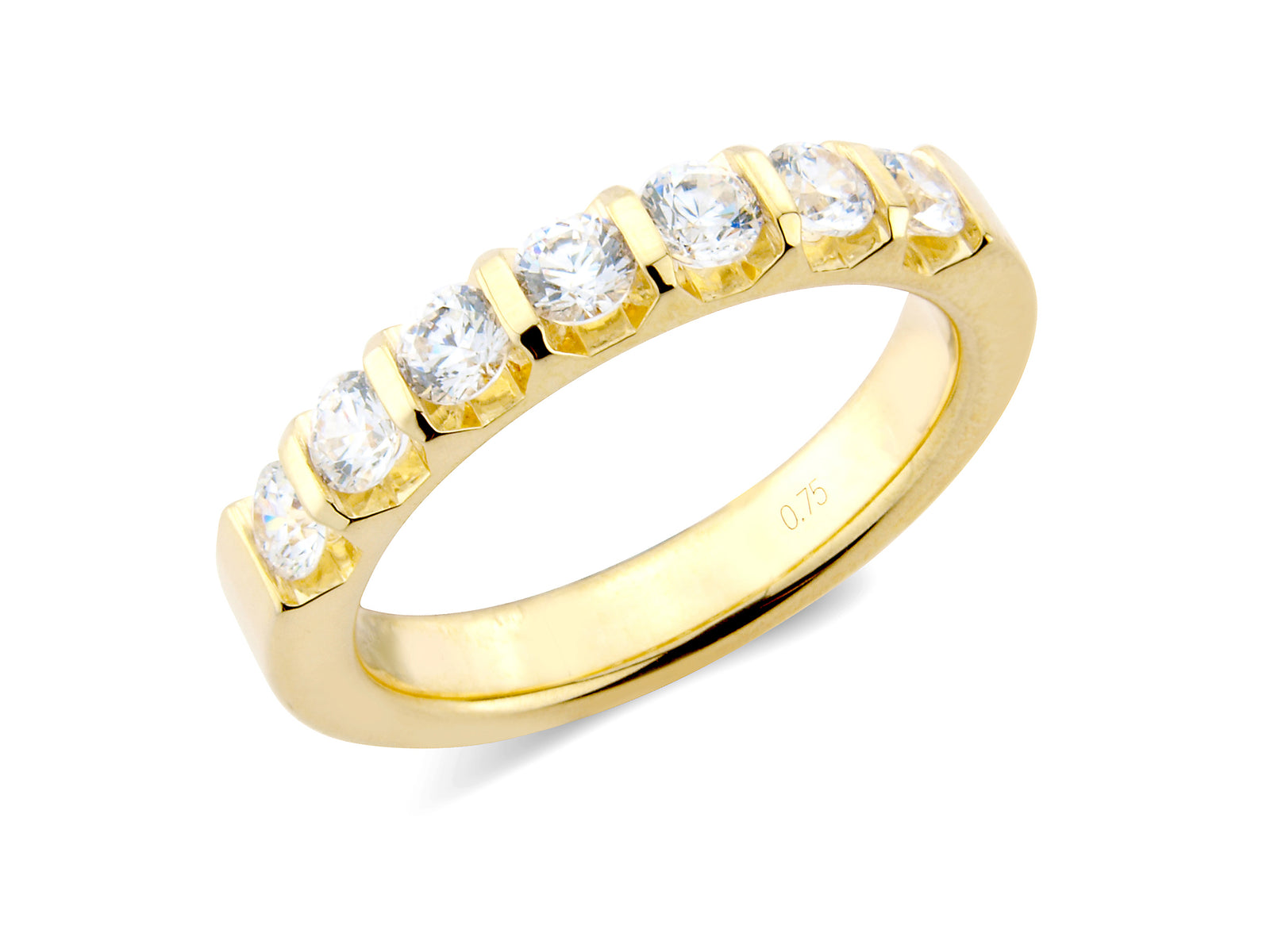 0.75ct bar set brilliant cut diamond band ring
