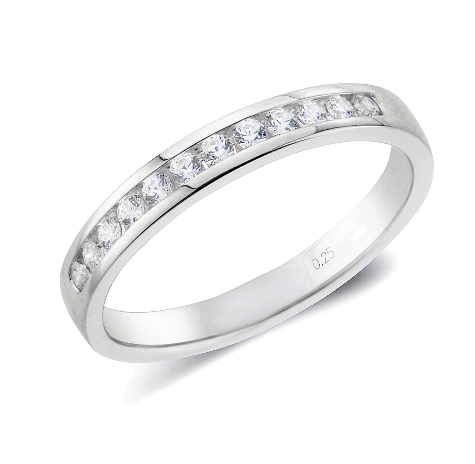 0.25ct channel set brilliant cut diamond band ring