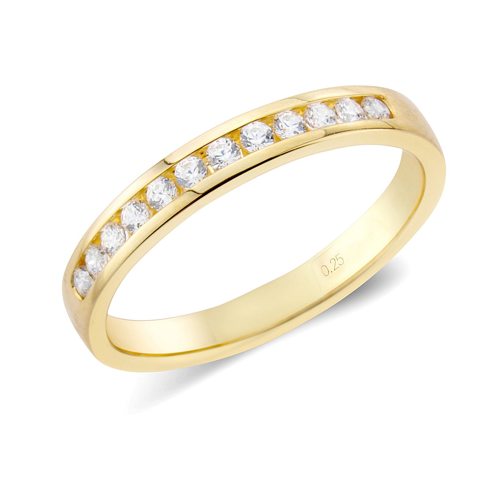 0.25ct channel set brilliant cut diamond band ring