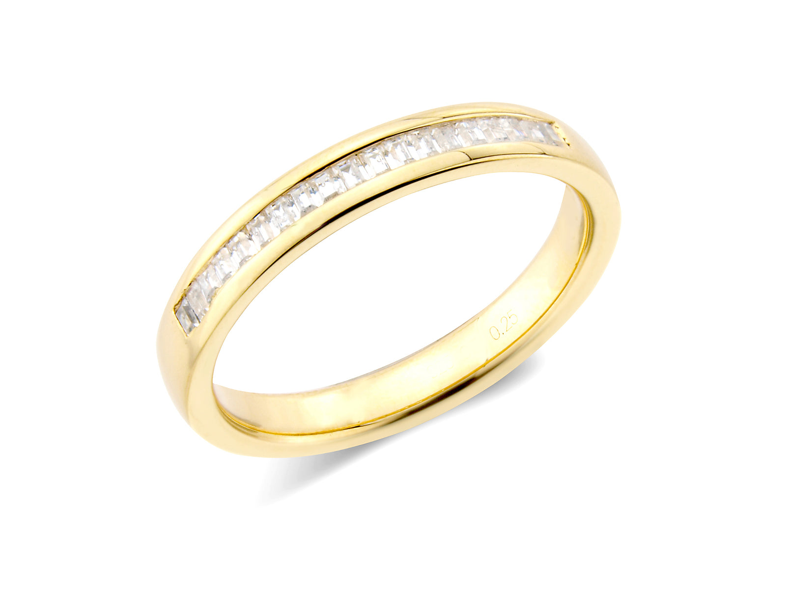 0.25ct channel set baguette cut diamond band ring