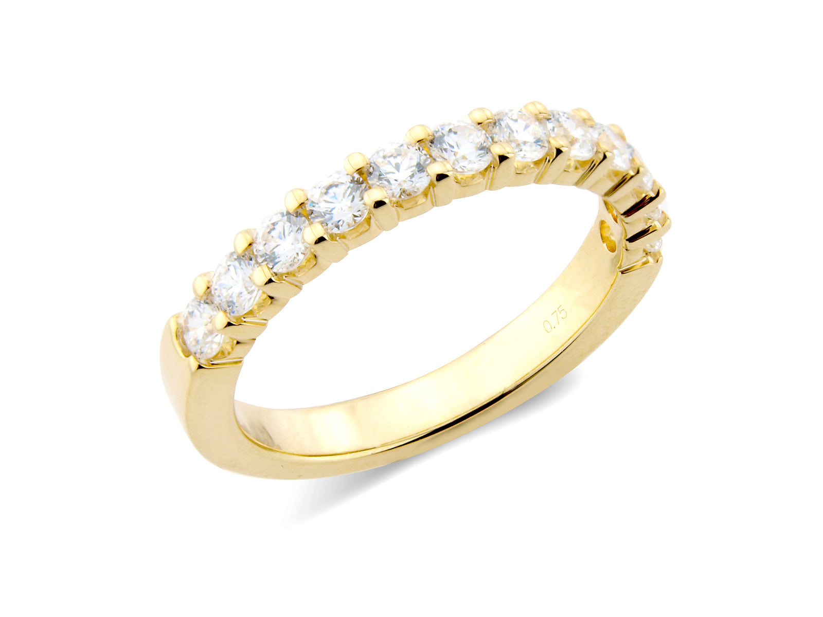 0.75ct claw set brilliant cut diamond band ring