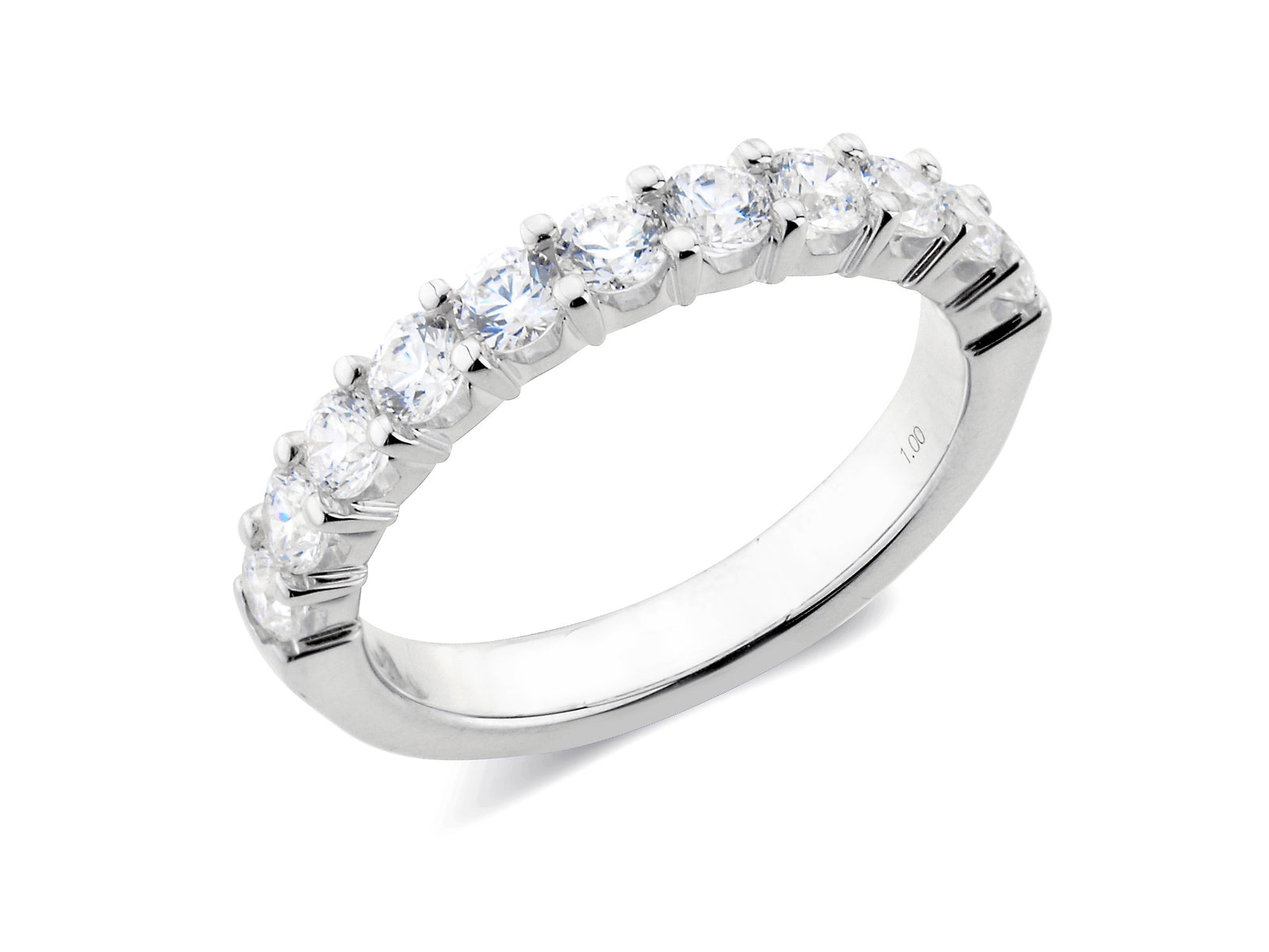 1.00ct claw set brilliant cut diamond band ring