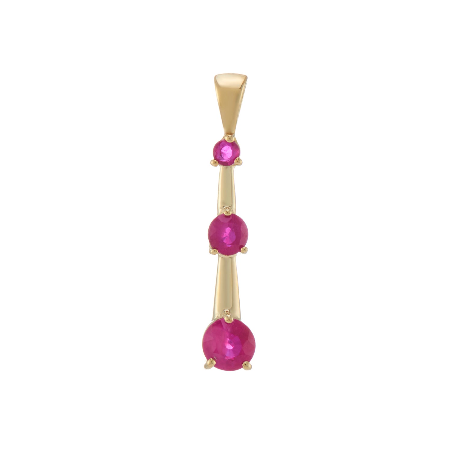9ct gold triple round ruby (2,3 & 4mm) pendant