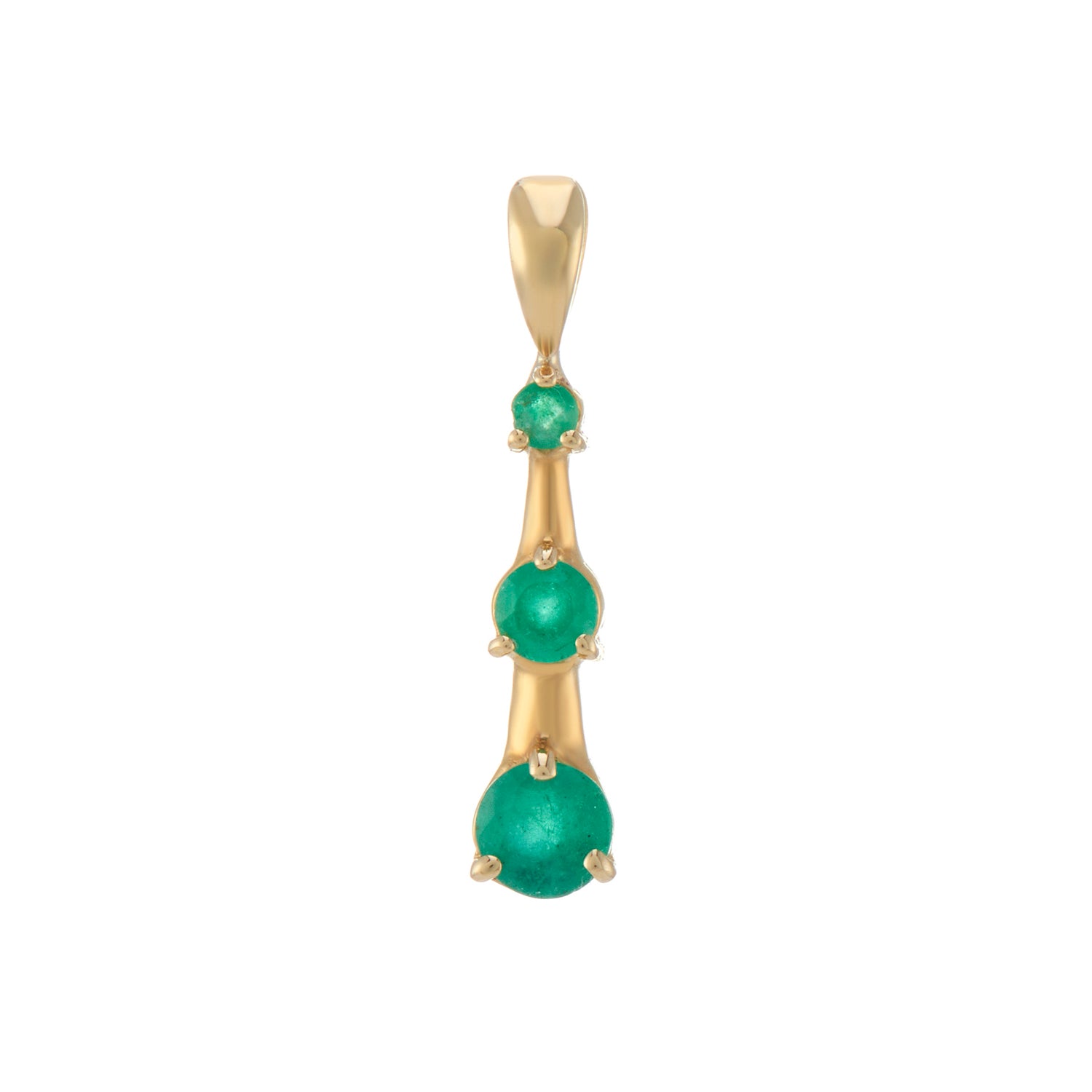 9ct gold triple round emerald (2,3 & 4mm) pendant