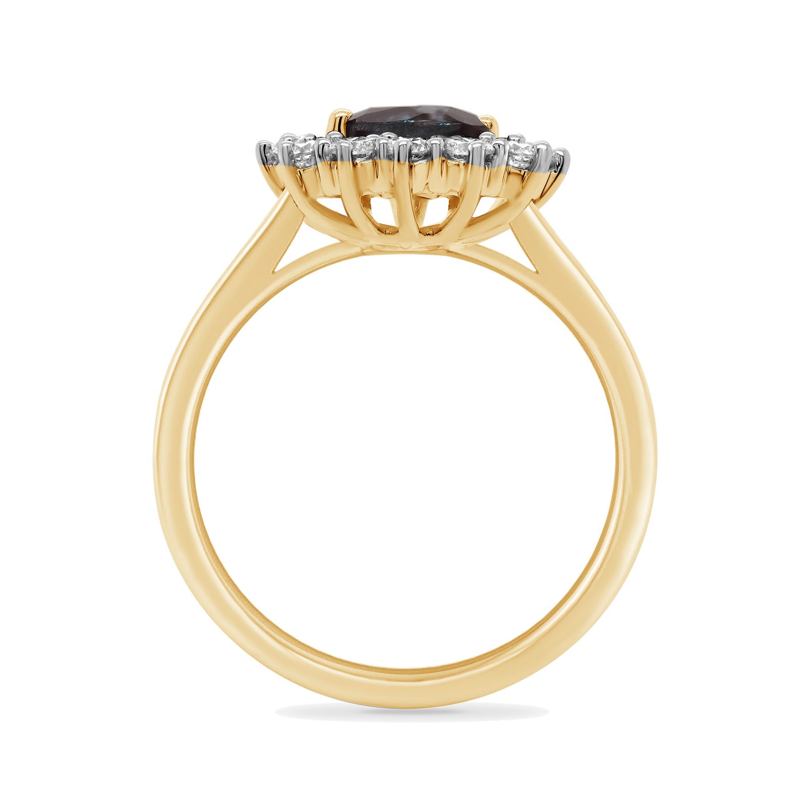 9ct gold 7x5 oval lab created alexandrite & E/VS diamond cluster ring 0.33cts LG