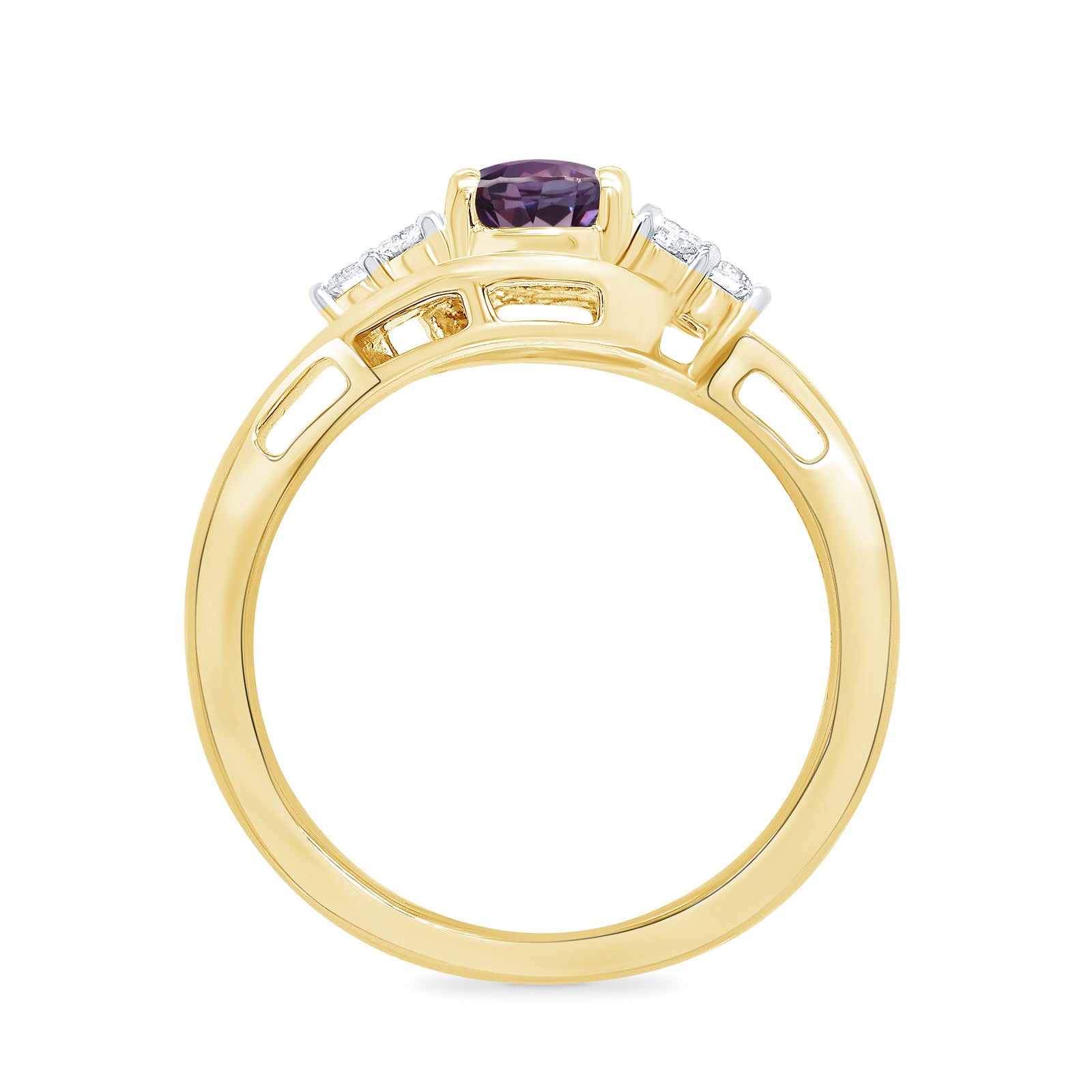 9ct gold 9x7 oval lab created alexandrite & E/VS diamond ring 0.20cts LG