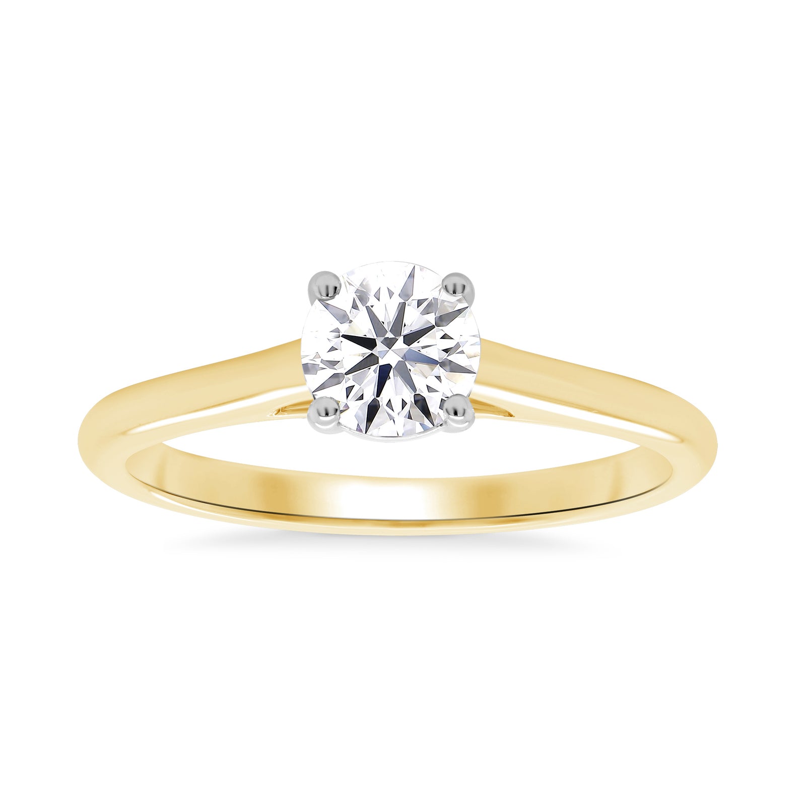 9ct gold lab grown E/VS Diamond single stone 4 claw ring 0.50cts LG