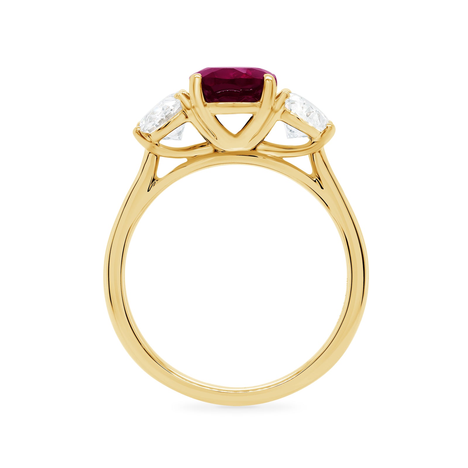 9ct gold 9x7 oval lab created ruby & E/VS diamonds ring 1.50cts LG