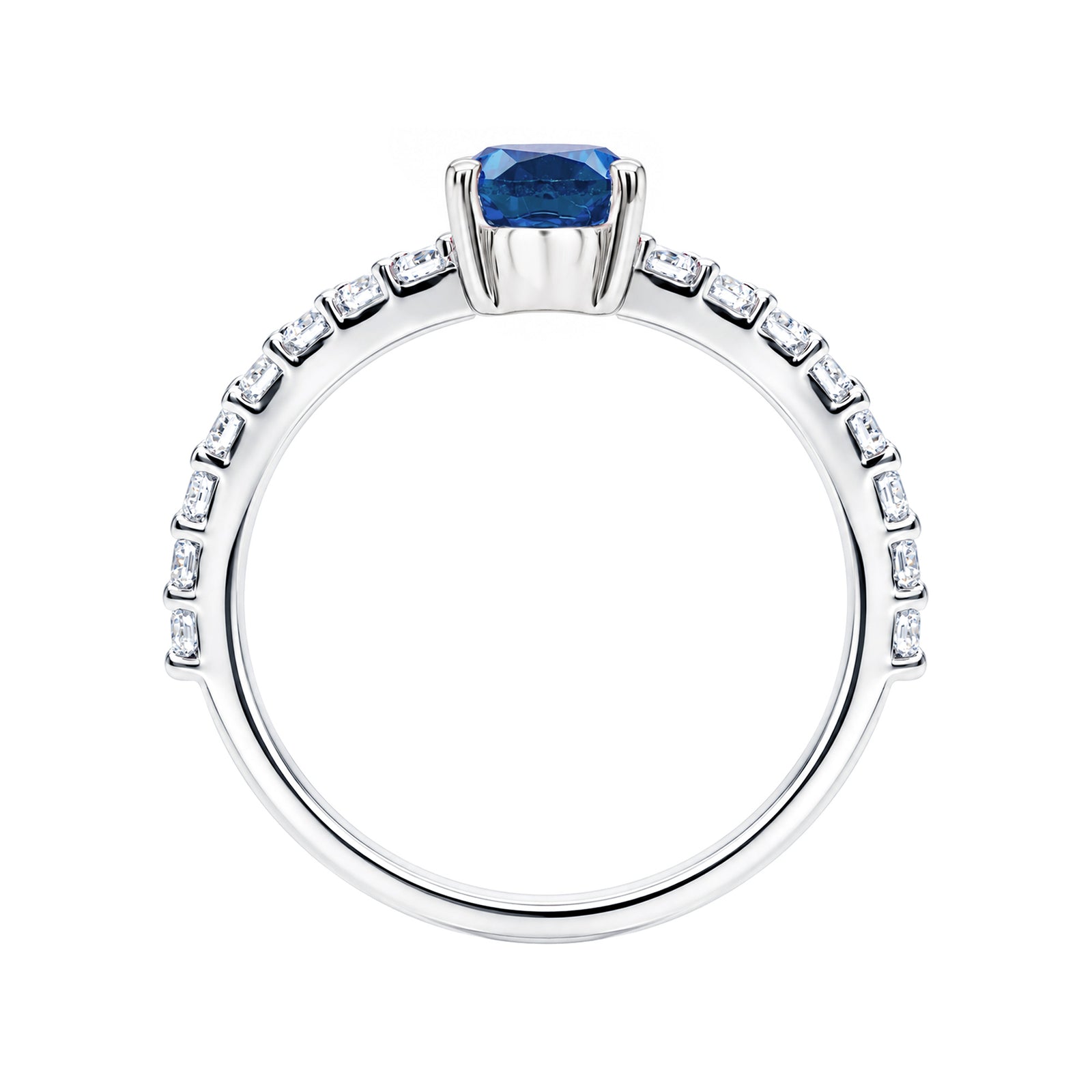 9ct white gold 7x5 pear lab created sapphire & E/VS diamonds ring 0.45cts LG