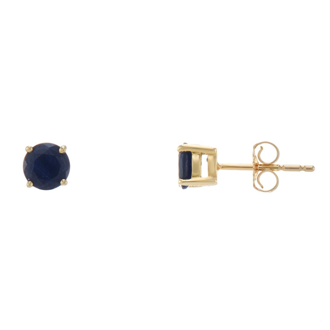 9ct gold 5mm round sapphire double gallery stud earrings