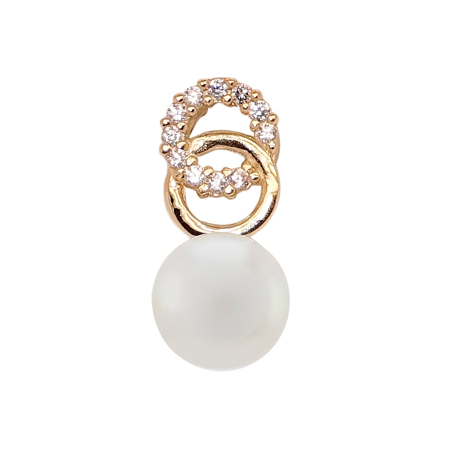 9ct gold 6mm freshwater pearl & cz pendant