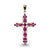 9ct gold double-sided 26mm (exc. bale) ruby & sapphire cross