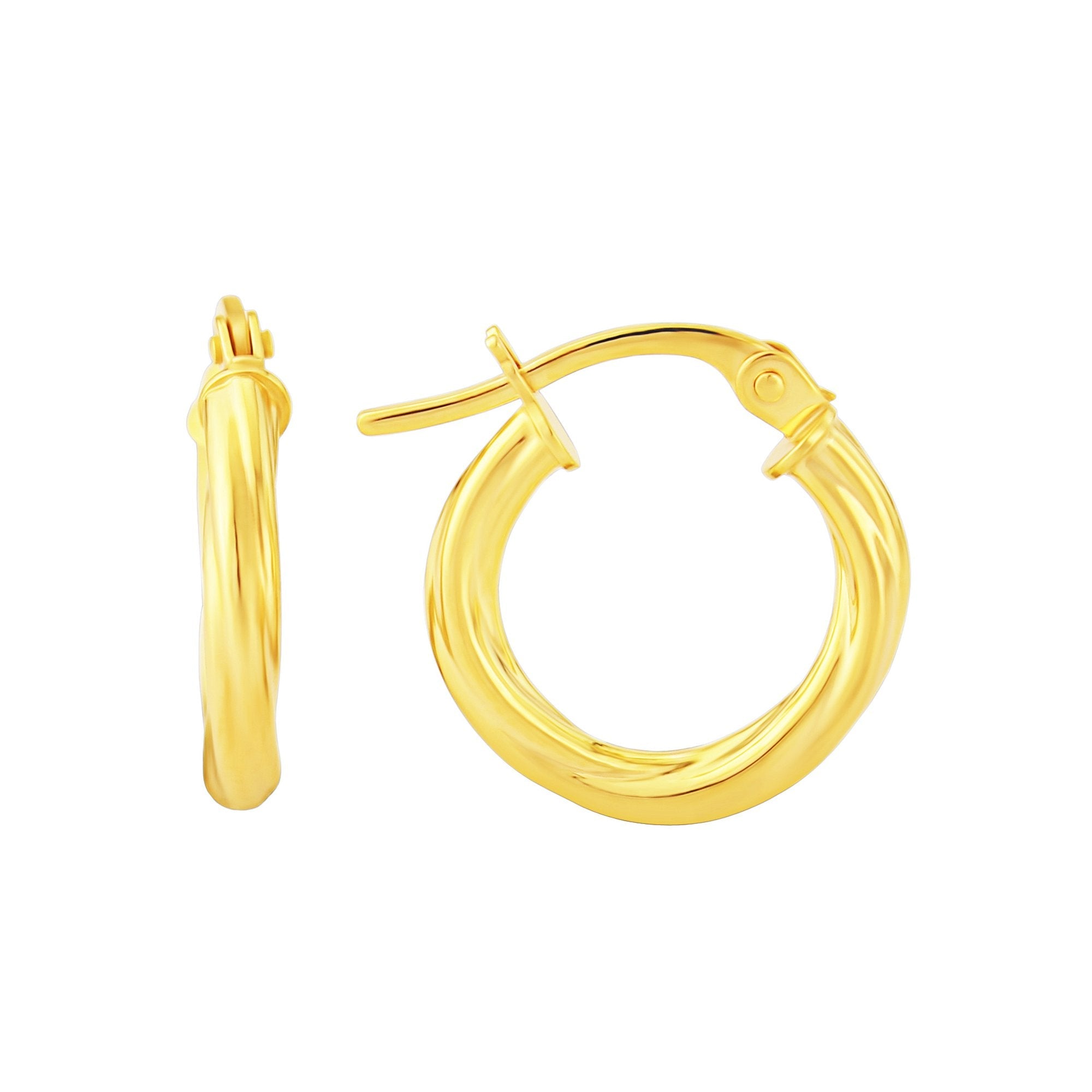 9ct gold 10mm twisted hoop earrings