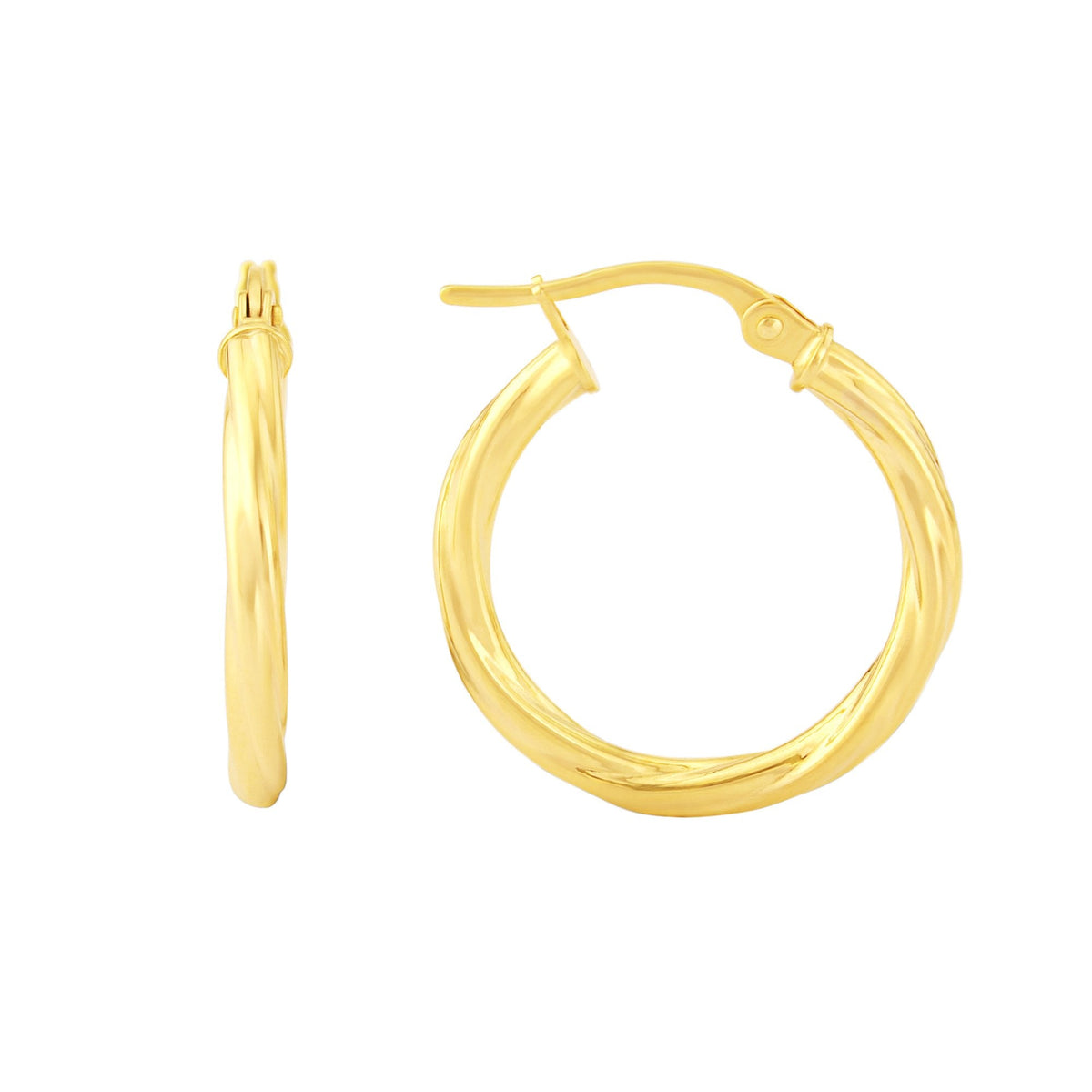 9ct gold 15mm twisted hoop earrings