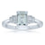 9ct white gold 7x5mm octagon cut aquamarine & stepped diamond shoulders ring 0.11ct