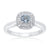 9ct white gold 4.5mm round aquamarine & diamond cluster ring 0.14ct