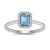 9ct white gold 6x4mm octagon cut aquamarine & diamond cluster ring  0.10ct