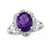 9ct white gold 10x8mm oval amethyst & diamond cluster ring 0.03ct