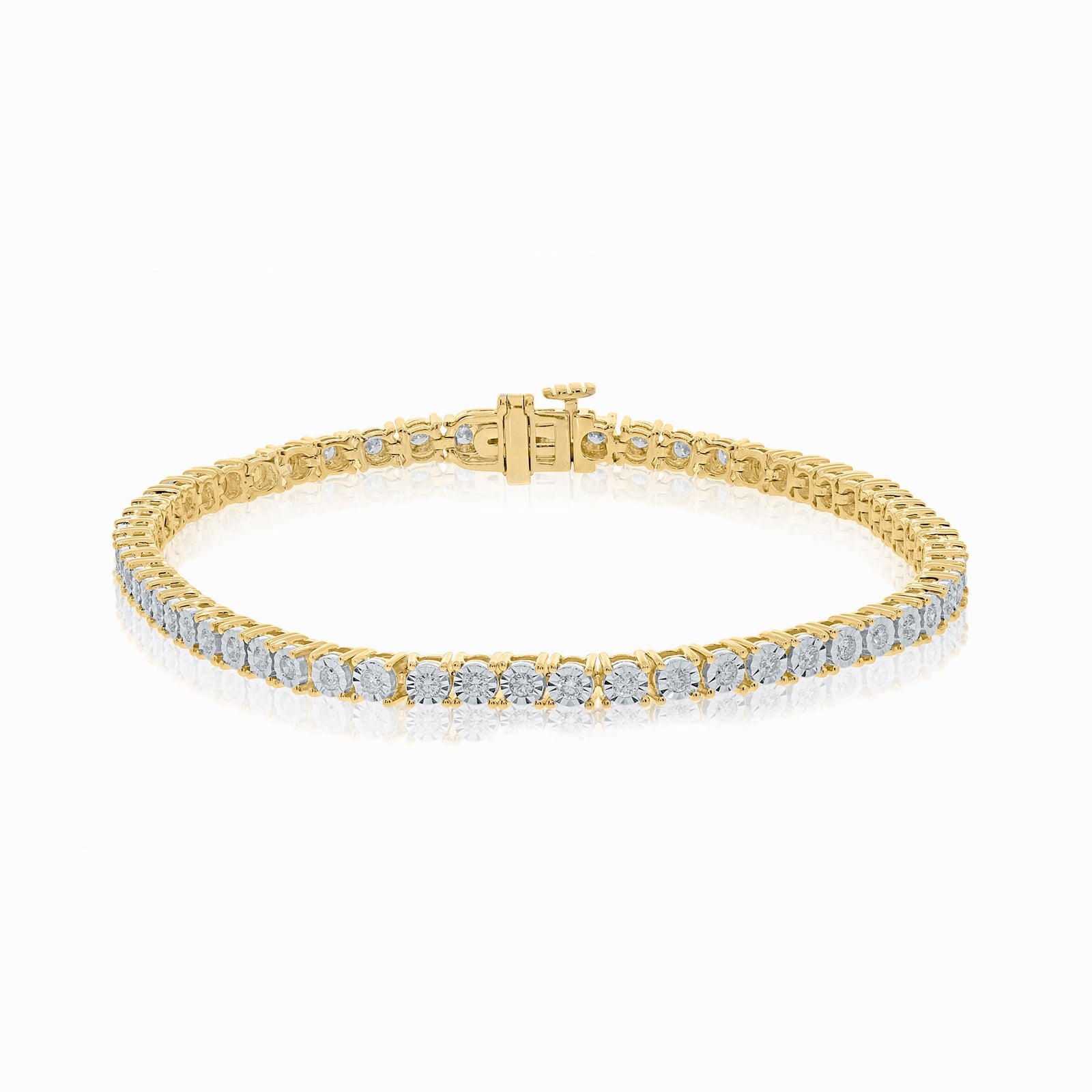 9ct gold miracle plate diamond line bracelet 1.00ct