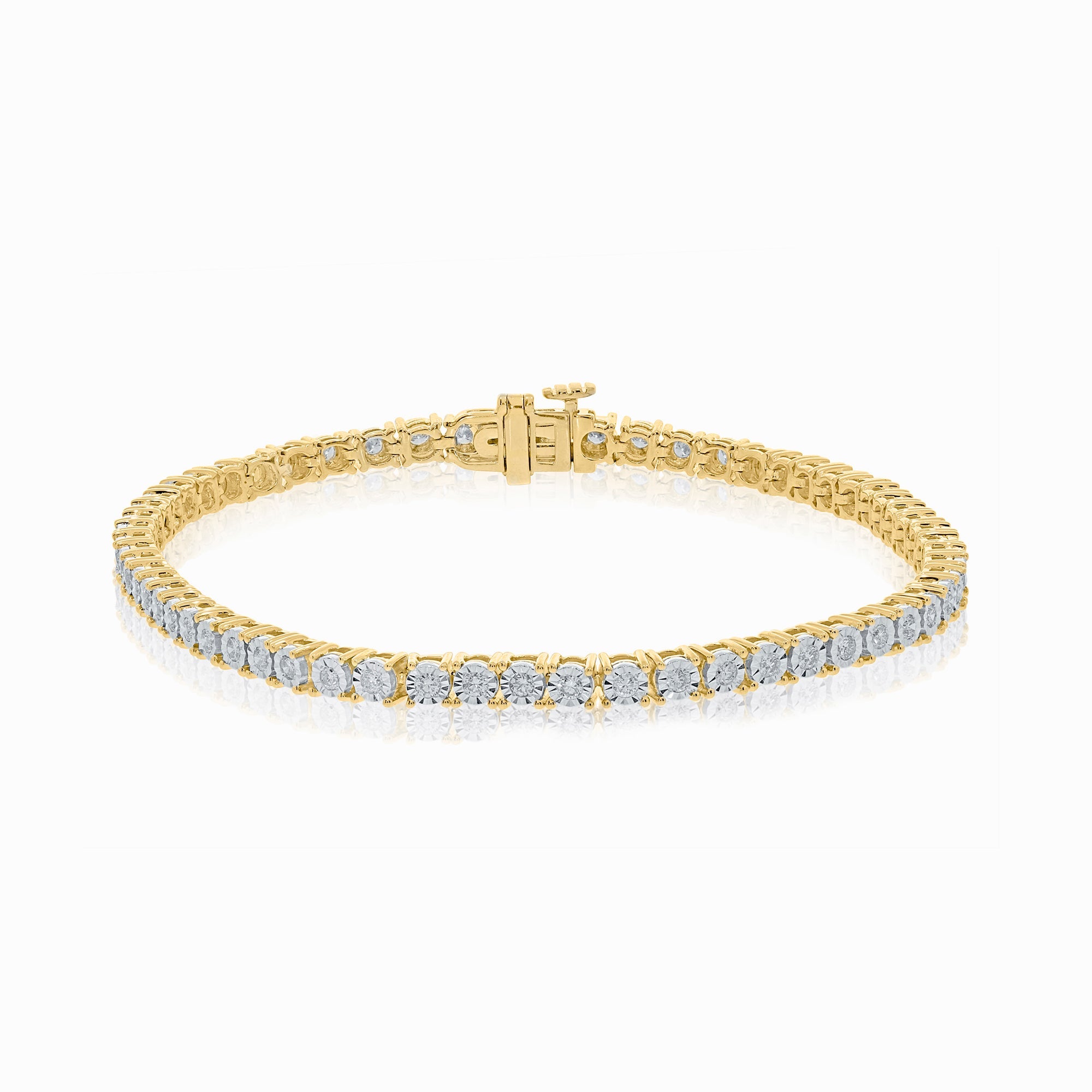 9ct gold miracle plate diamond line bracelet 1.00ct