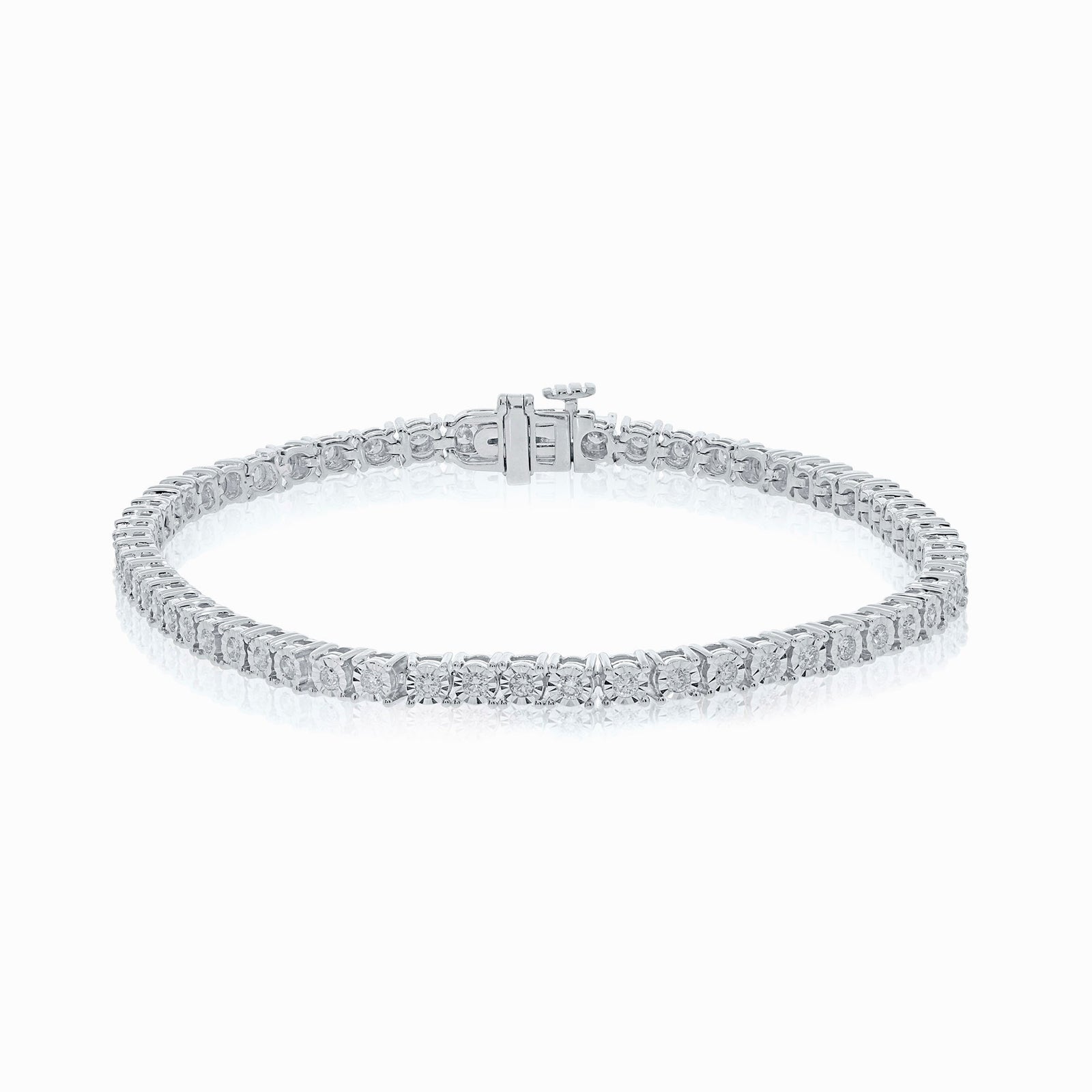 9ct white gold miracle plate diamond line bracelet 1.00ct