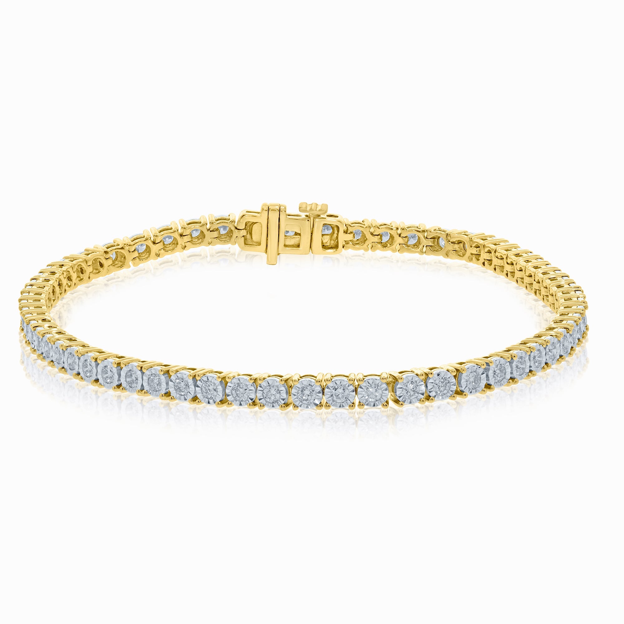 9ct gold miracle plate diamond line bracelet 1.50ct