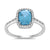 9ct white gold 8x6mm cushion shape blue topaz & diamond cluster ring 0.15ct