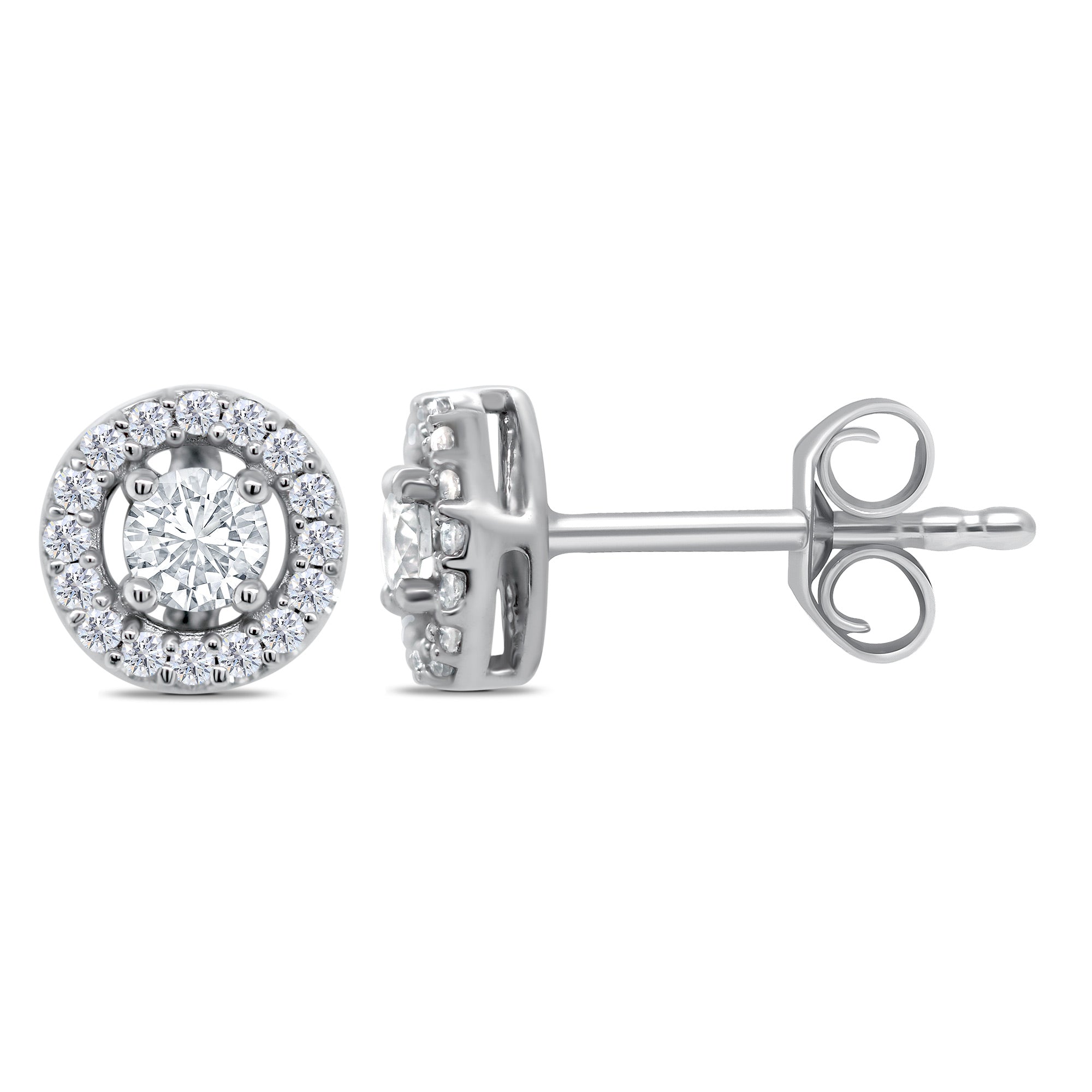 9ct white gold diamond set gap halo stud earrings 0.33ct