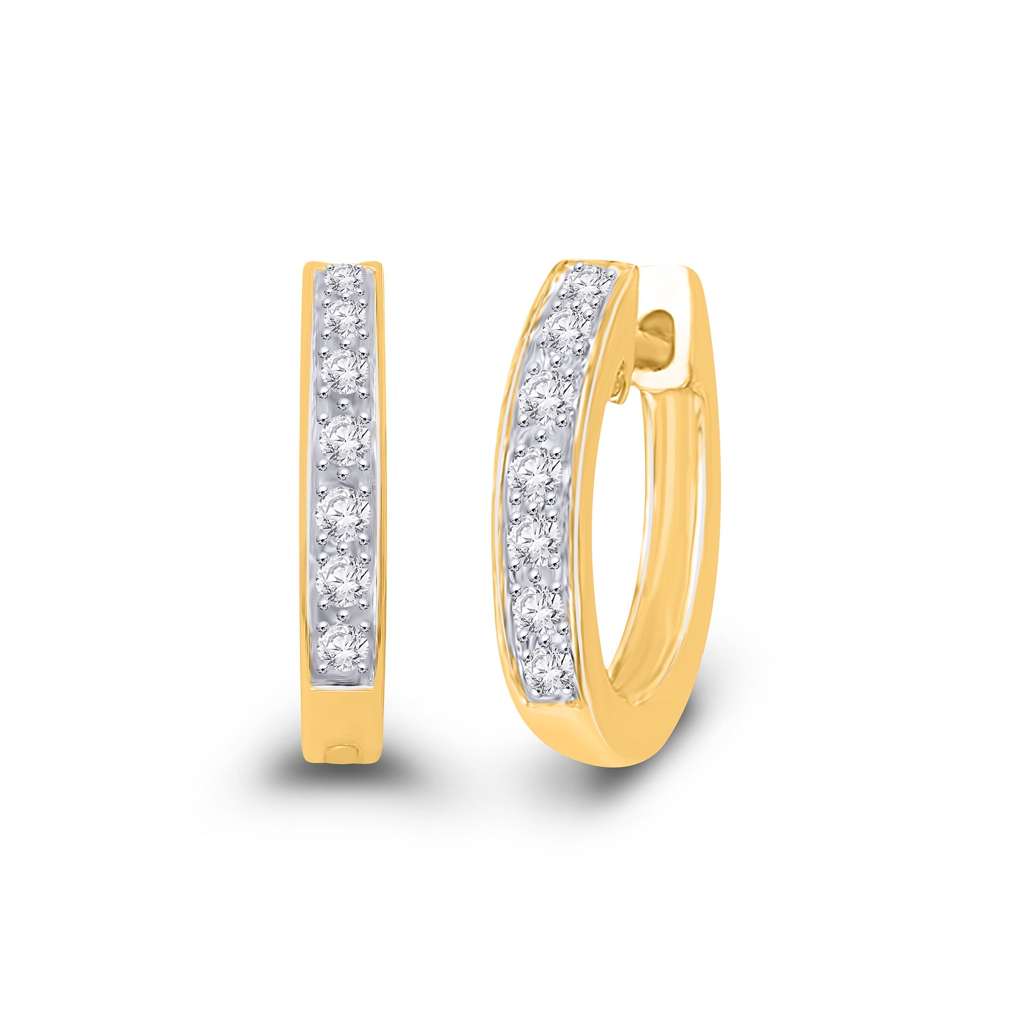 9ct gold diamond set huggy earrings 0.07ct - W2 x L11mm