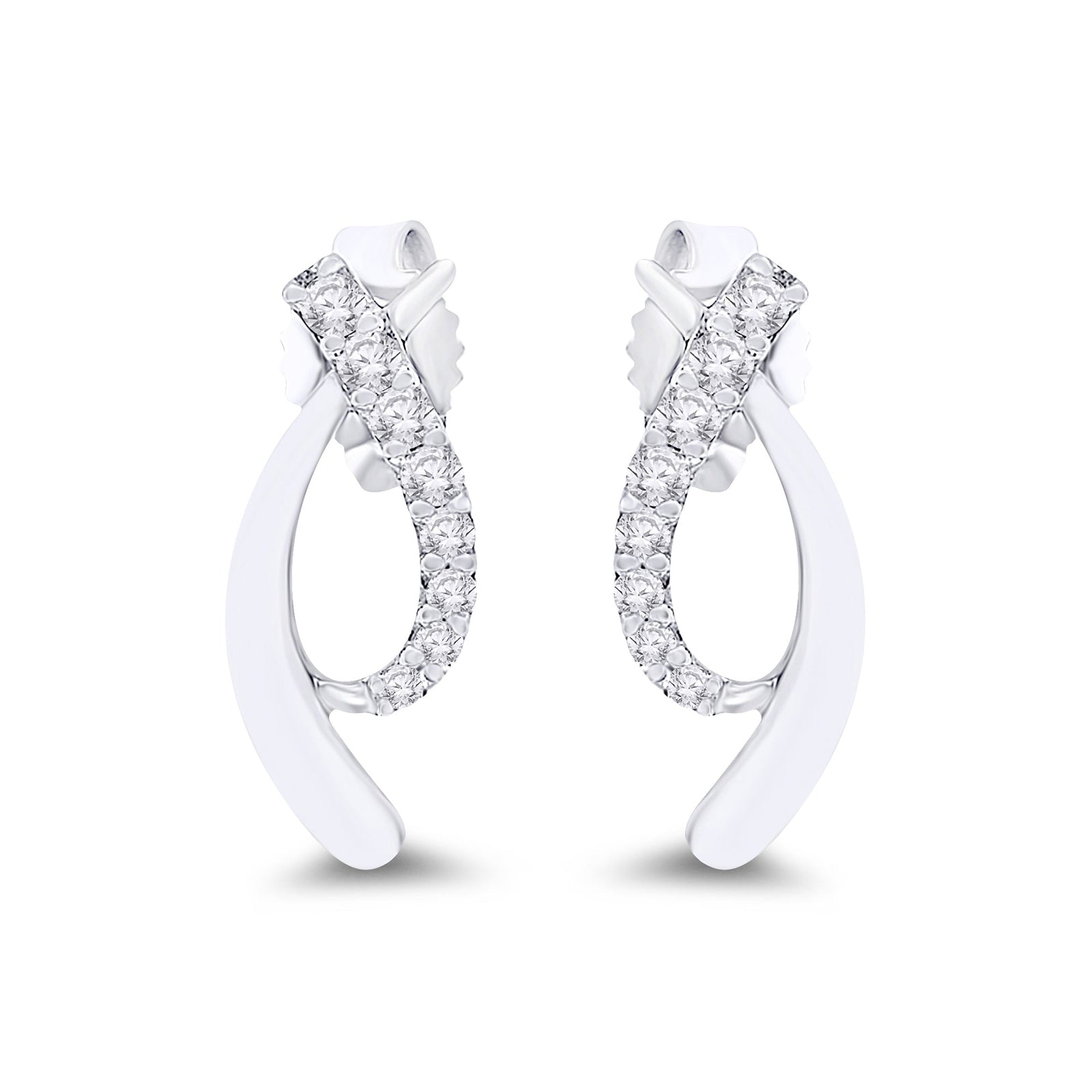 9ct white gold diamond set fancy stud earrings 0.08ct