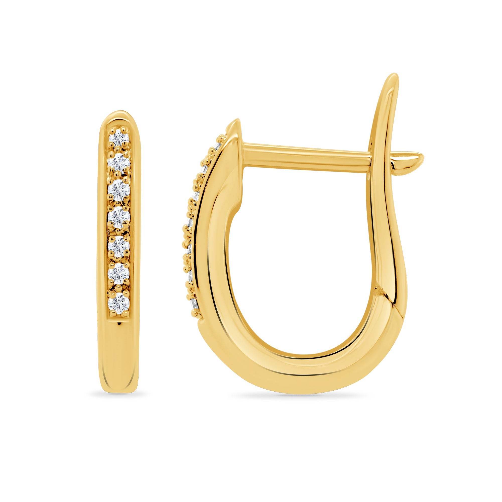 9ct gold oval diamond set huggy earrings 0.05ct - W2 x L12mm