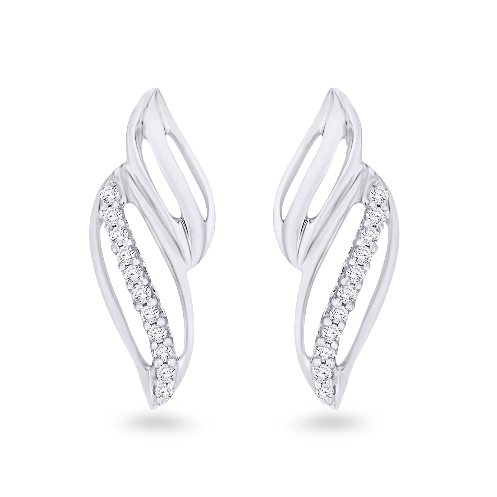 9ct white gold diamond set fancy stud earrings 0.04ct