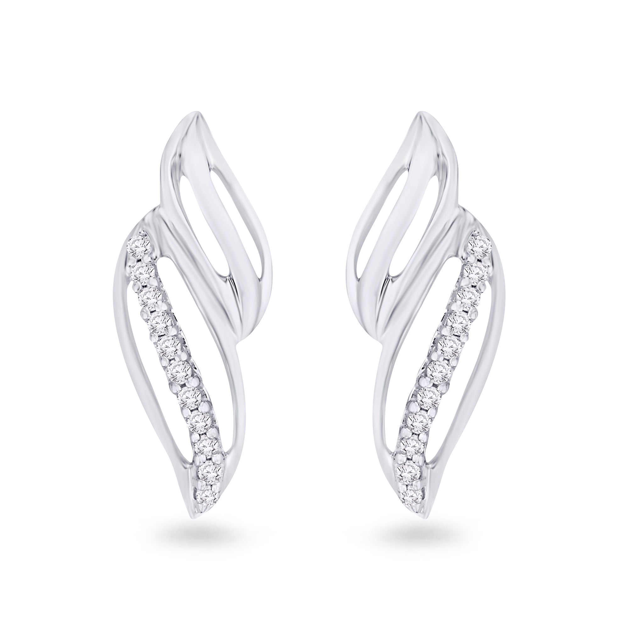 9ct white gold diamond set fancy stud earrings 0.04ct