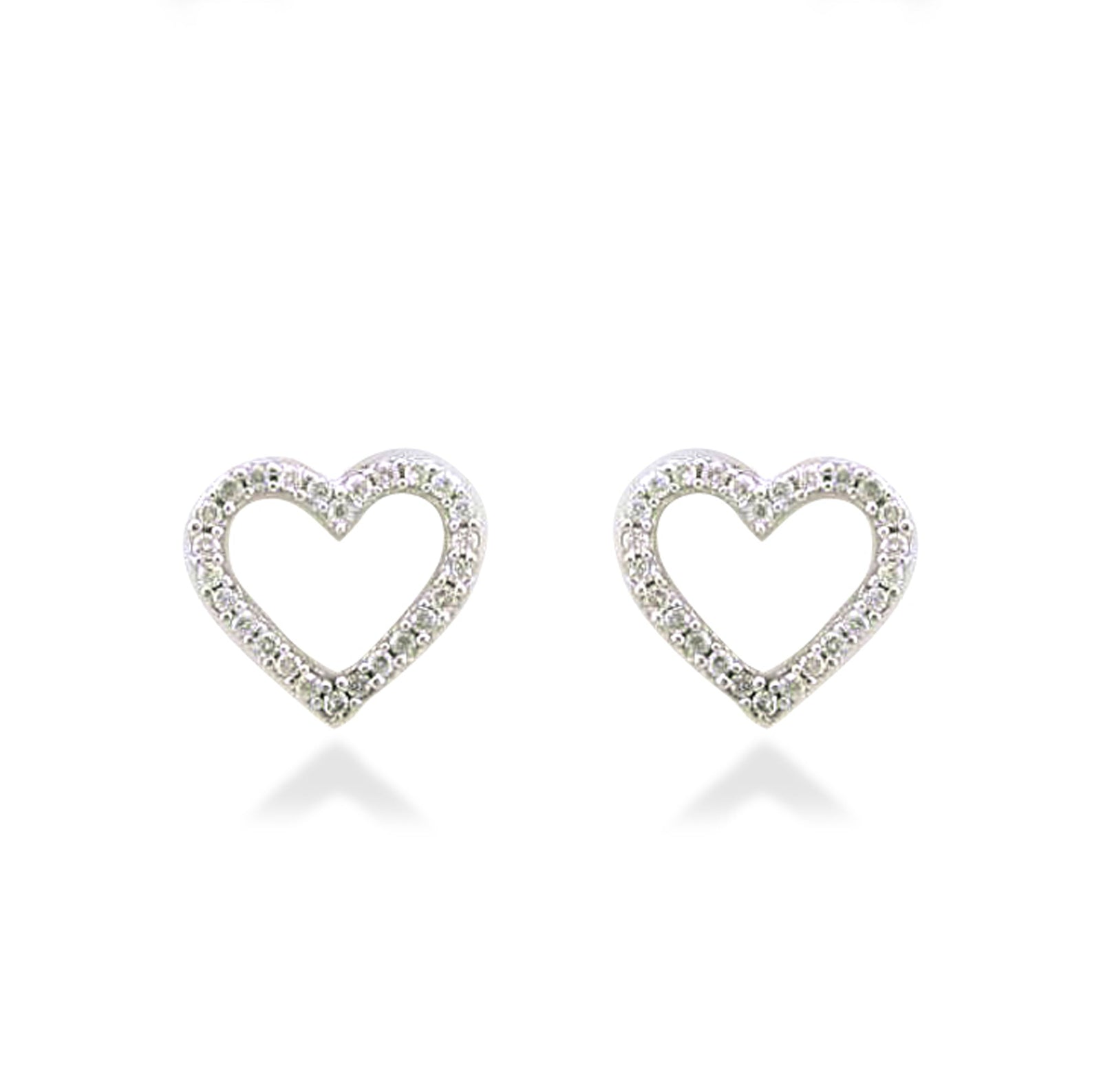 9ct white gold diamond cut out heart stud earrings 0.21ct