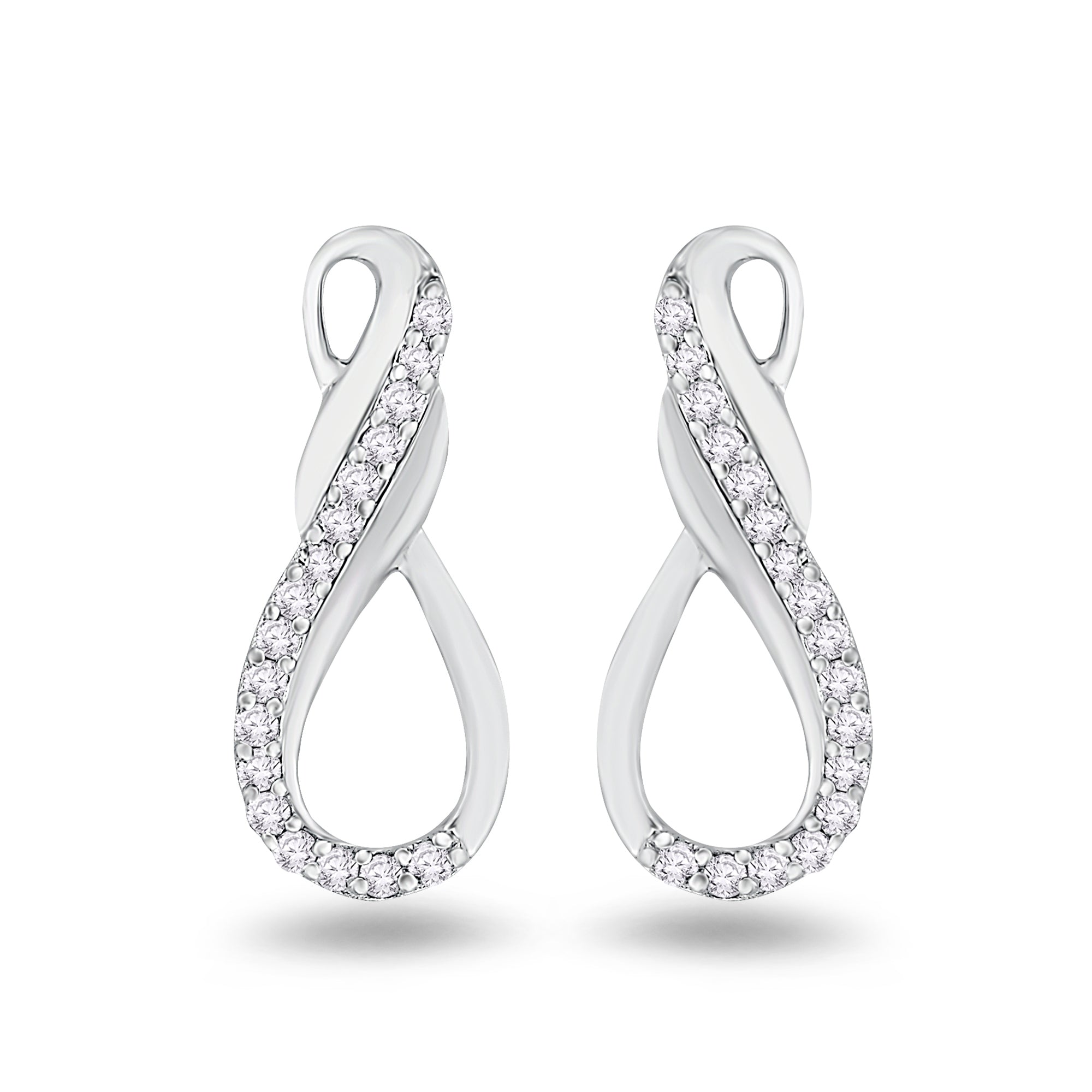 9ct white gold infinity diamond set stud earrings 0.13ct