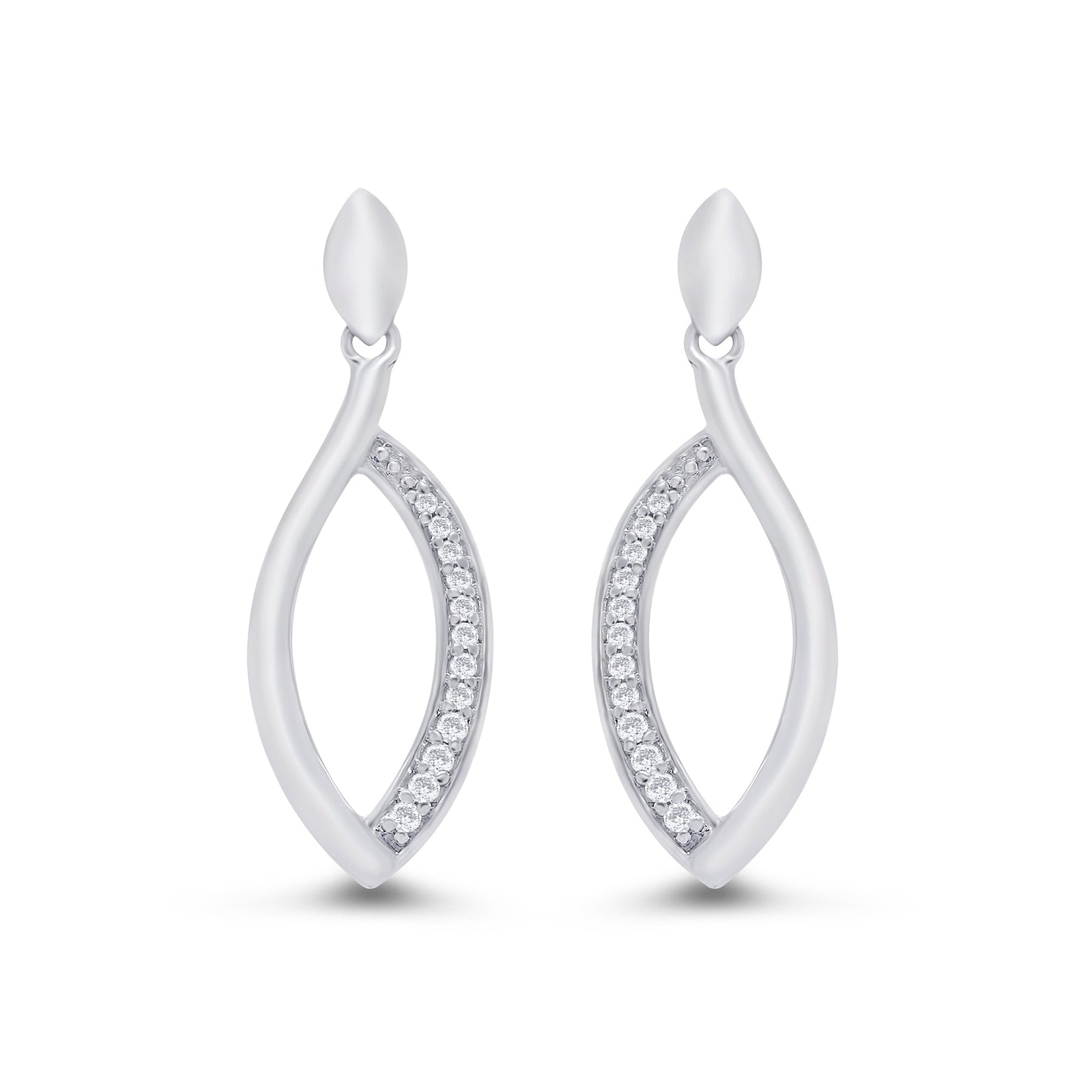9ct white gold marquise shape diamond set drop earrings 0.10ct