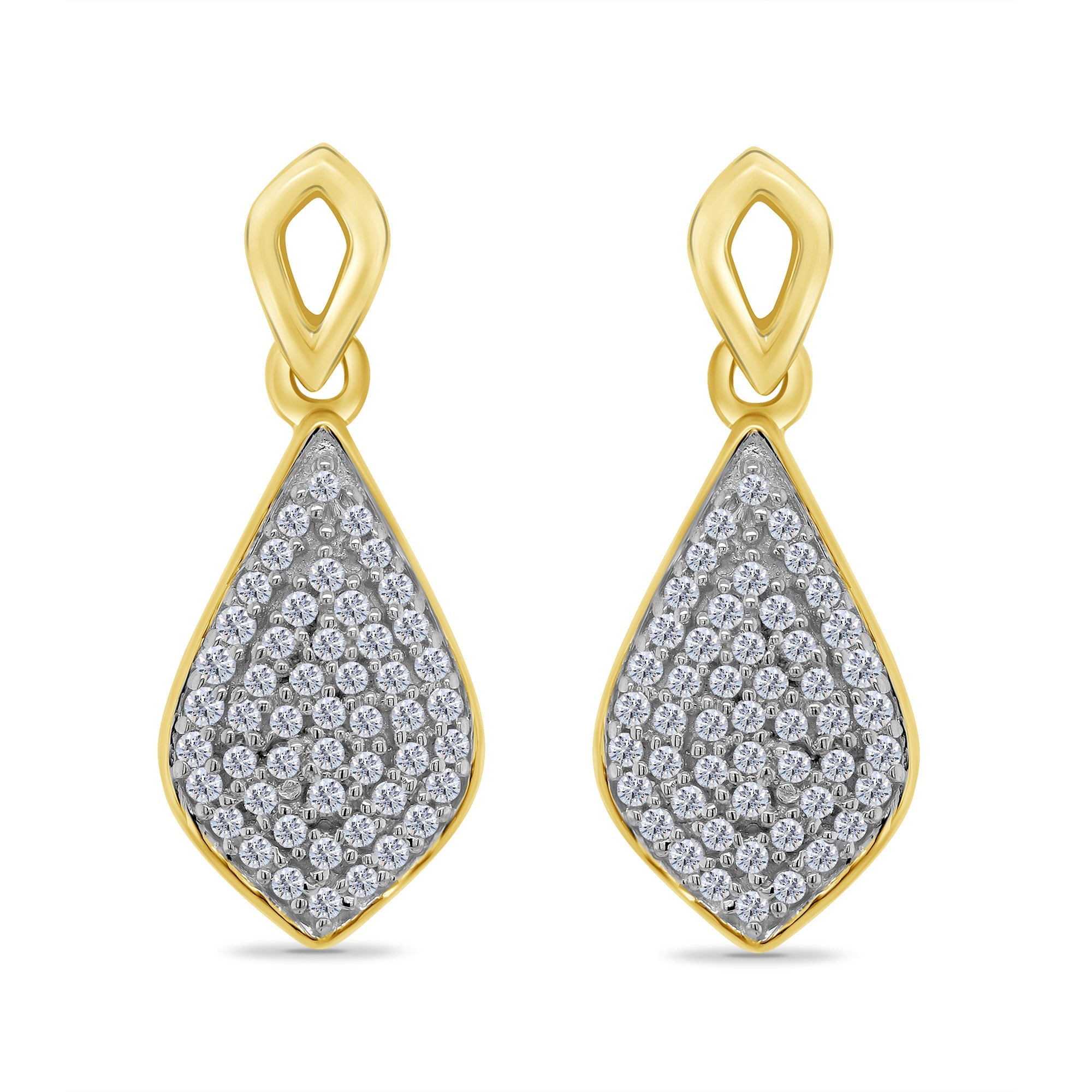 9ct gold diamond set cluster drop earrings 0.15ct