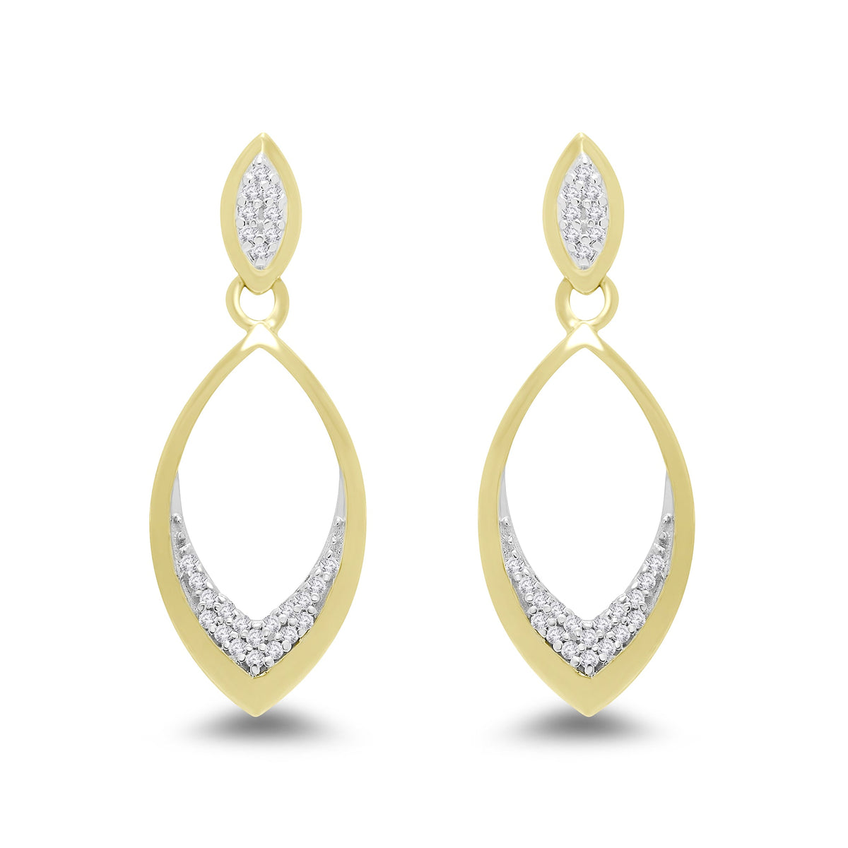9ct gold diamond set drop earrings 0.08ct