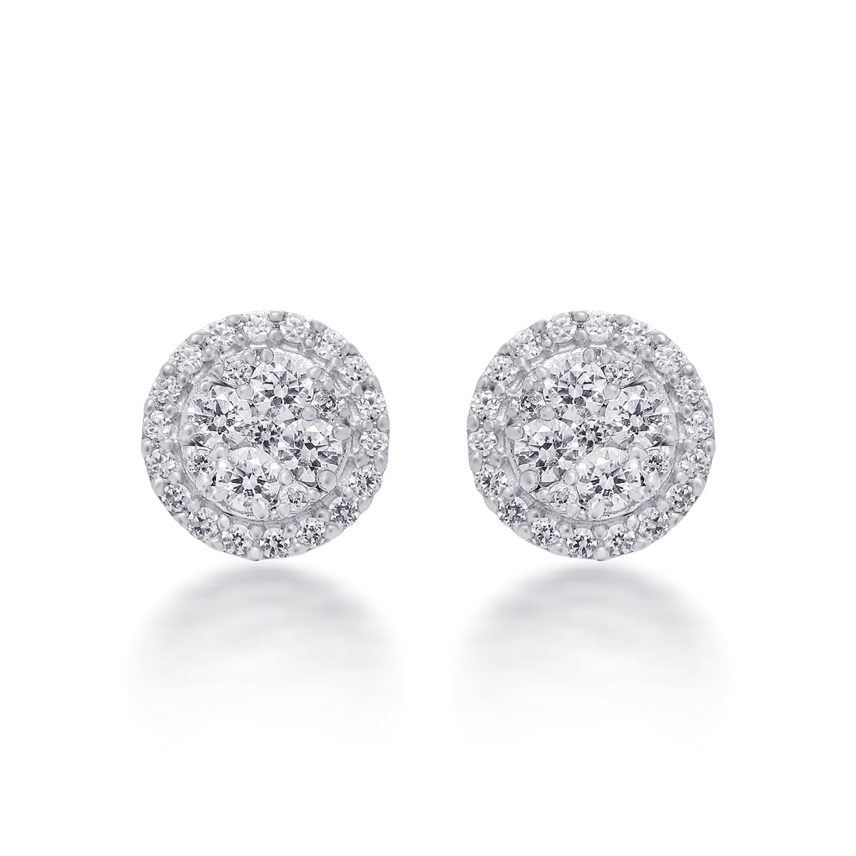 9ct white gold diamond set round cluster stud earrings 0.32ct