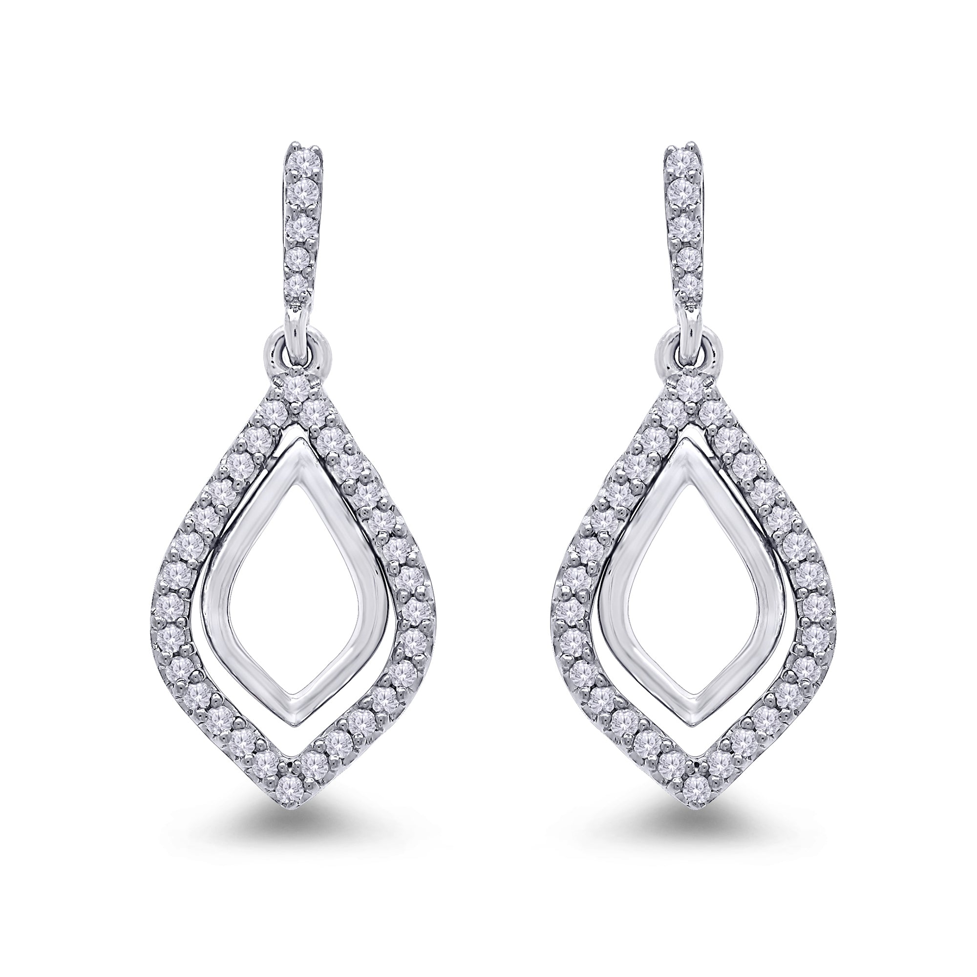 9ct white gold diamond set drop earrings 0.28ct