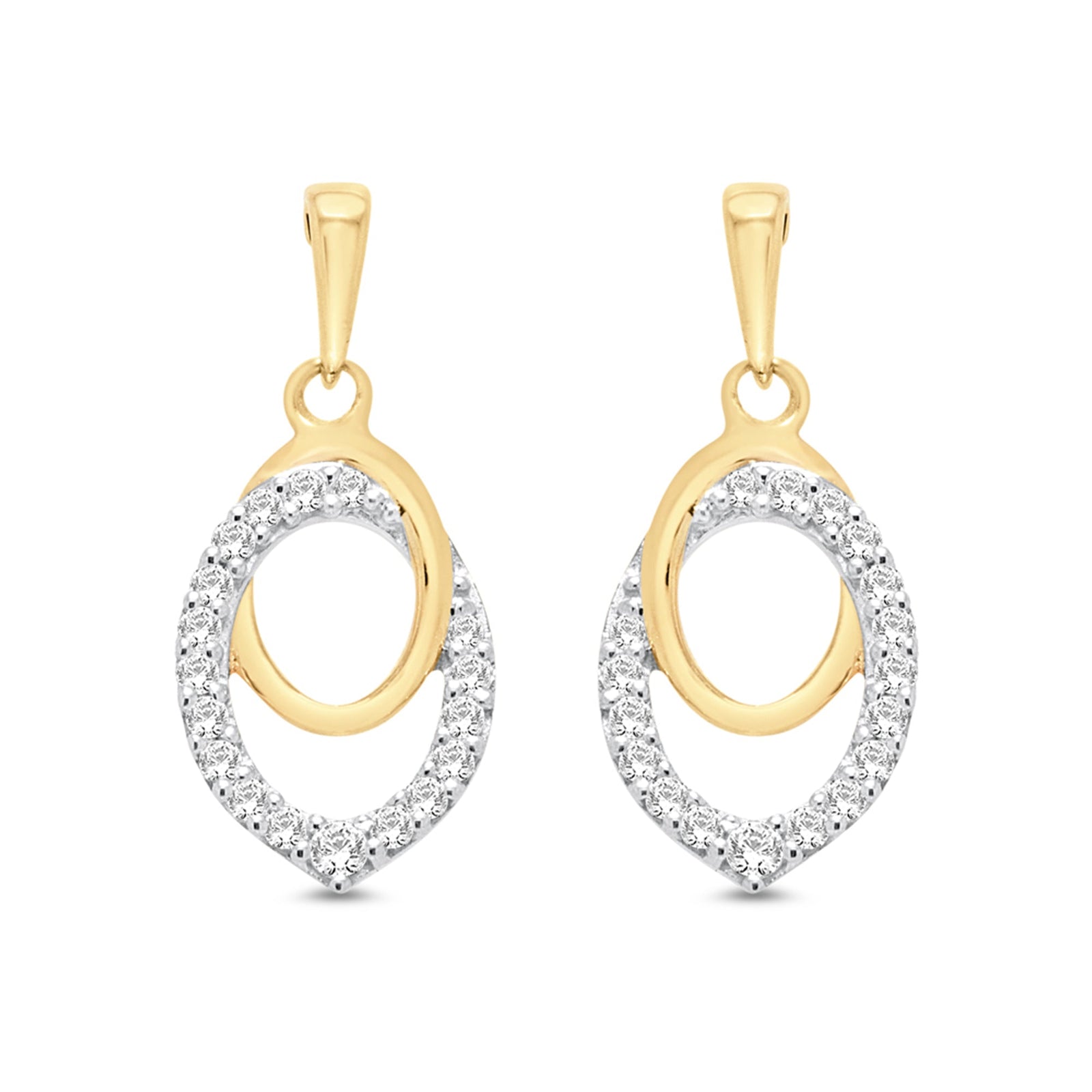 9ct gold diamond set drop earrings 0.14ct