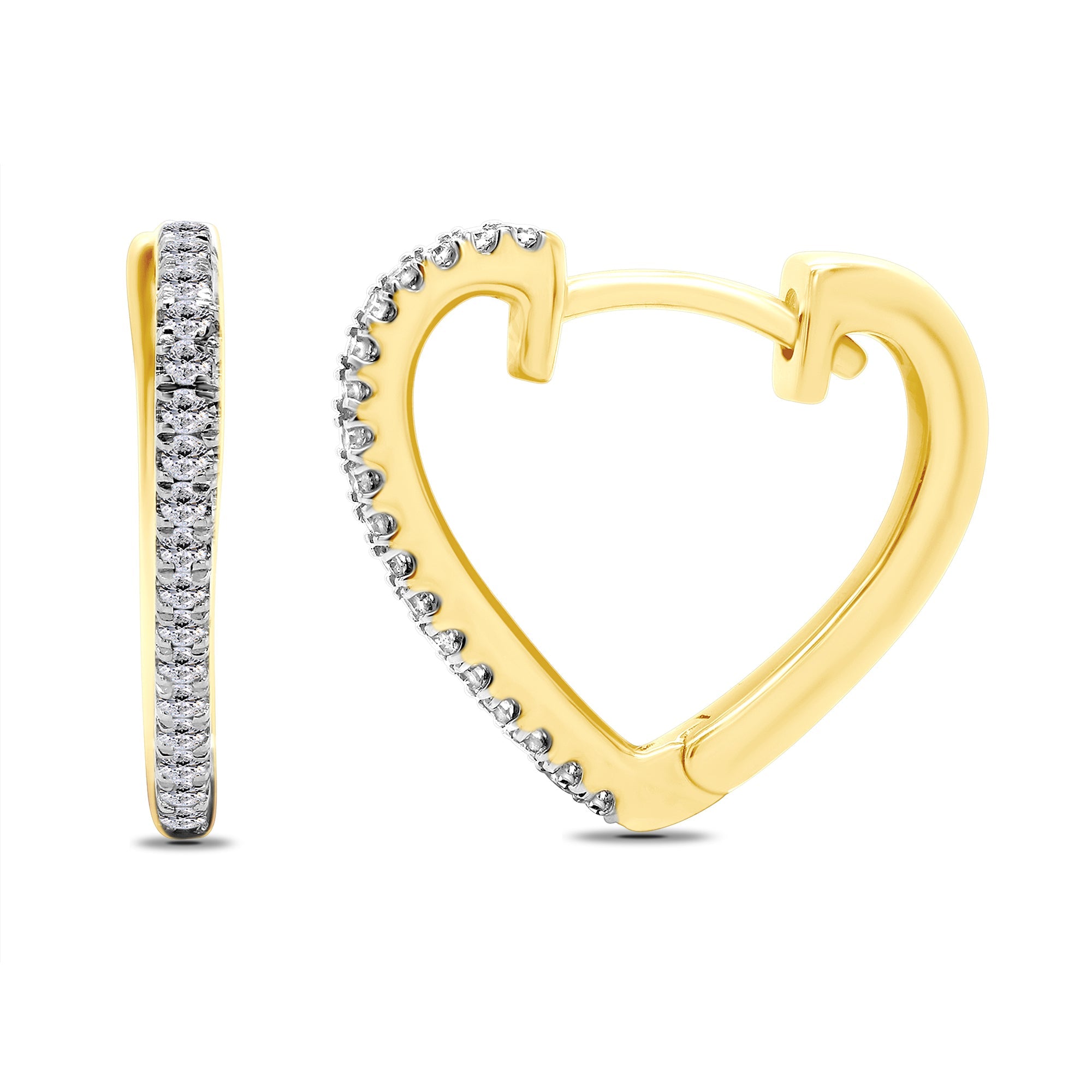 9ct gold scallop edge heart shape diamond set huggy earrings 0.14ct