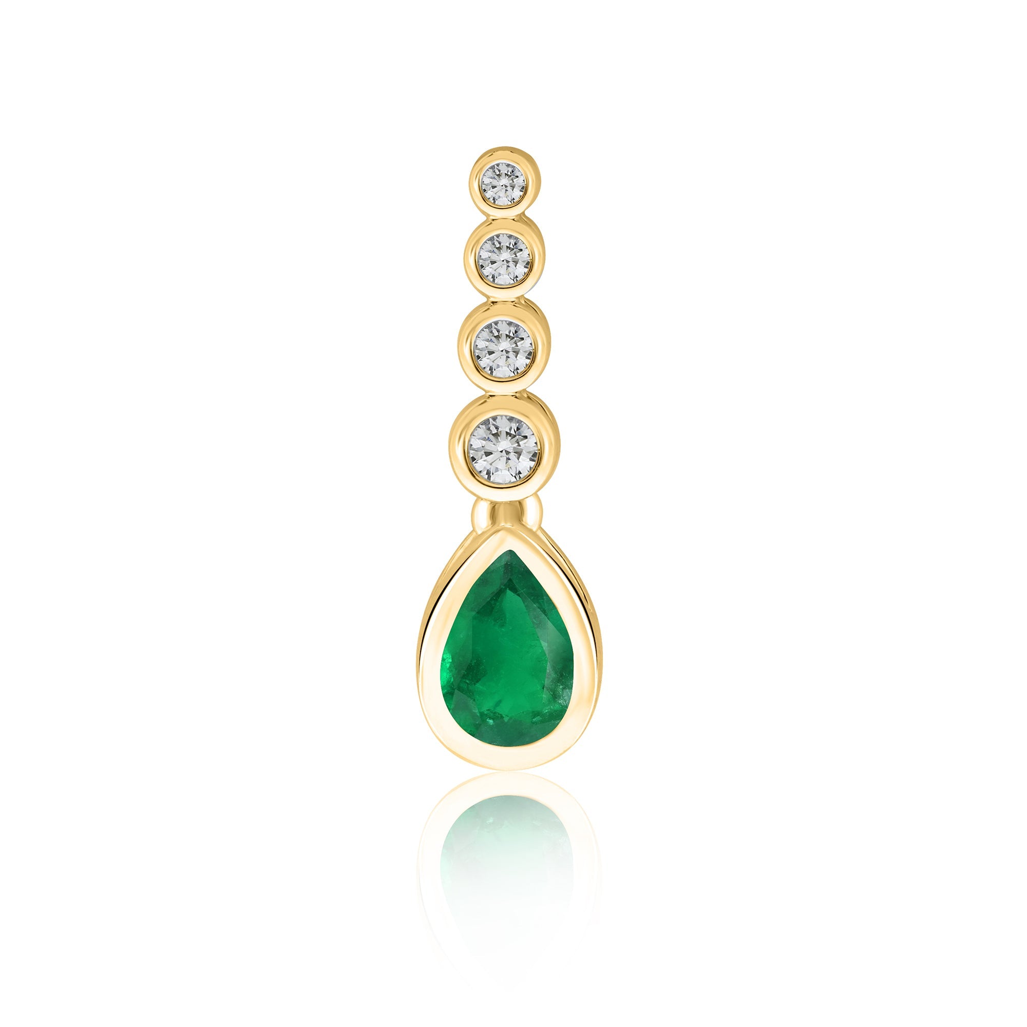 9ct gold 6x4mm pear shape emerald & diamond pendant 0.09ct
