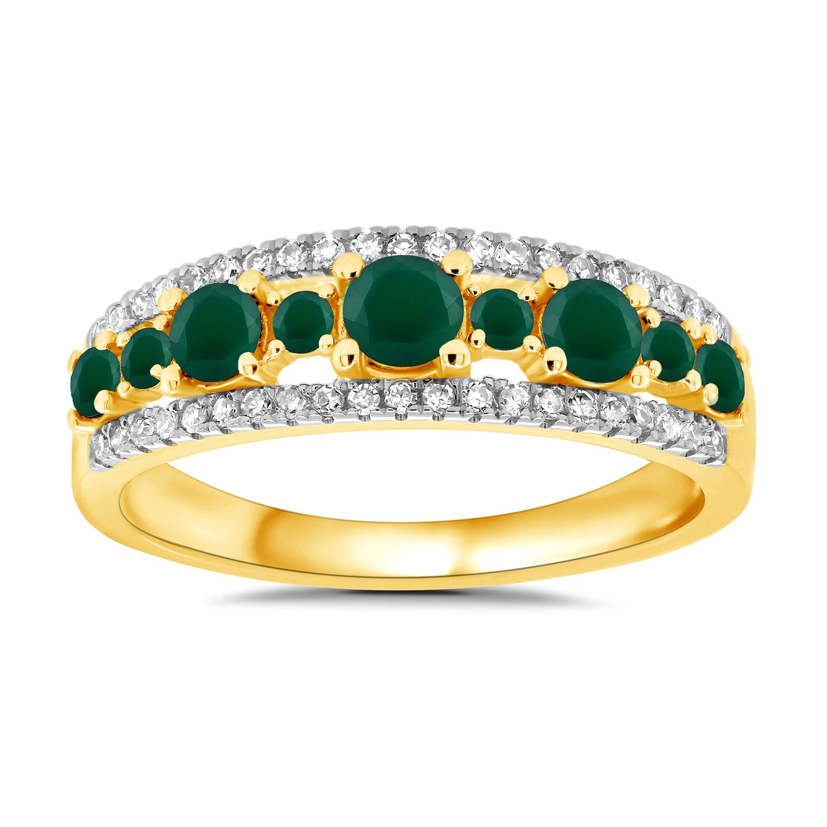 9ct gold emerald &amp; diamond half et ring 0.17ct