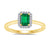 9ct gold 6x4mm octagon cut emerald & diamond cluster ring  0.10ct